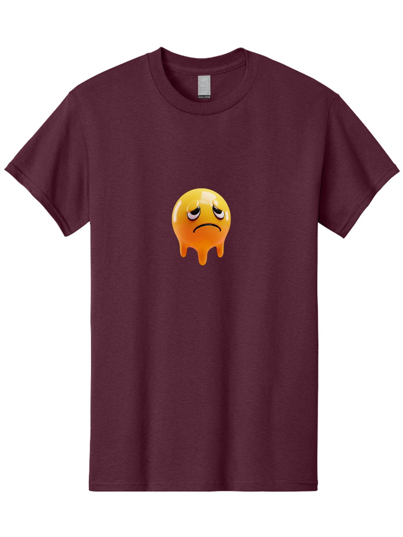 Melting-Face Men'S Graphic Tee, 100% Cotton, Comfortable Casual Summer Wear, Machine Washable, Melting Emoji, Yellow Face, Unhappy Face, Unhappy Emoji, Frowning Face, Sad Emoji, Cartoon Character, Emoticon, 3D Rendering, Digital Art, Bab000 12