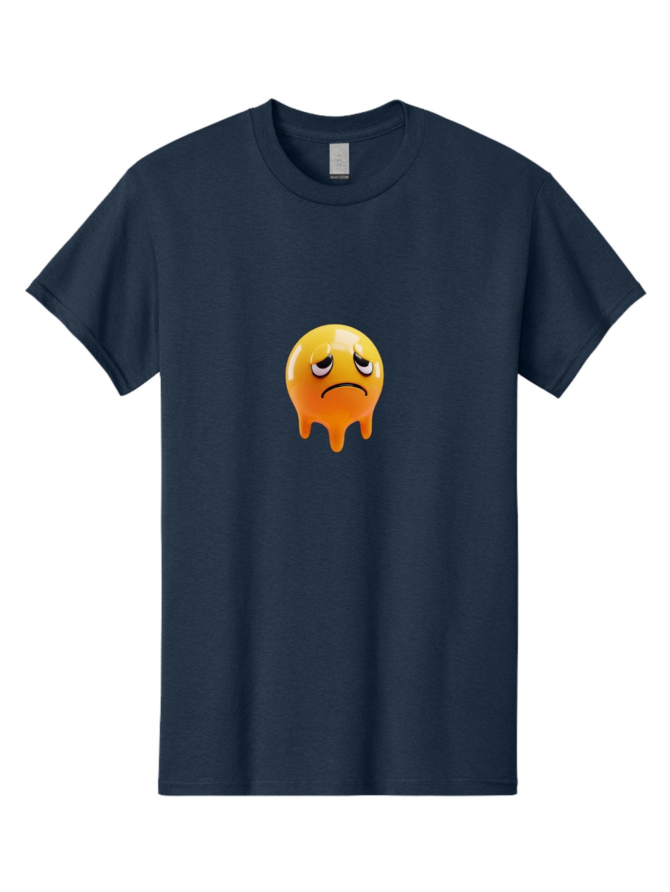 Melting-Face Men'S Graphic Tee, 100% Cotton, Comfortable Casual Summer Wear, Machine Washable, Melting Emoji, Yellow Face, Unhappy Face, Unhappy Emoji, Frowning Face, Sad Emoji, Cartoon Character, Emoticon, 3D Rendering, Digital Art, Bab000 10