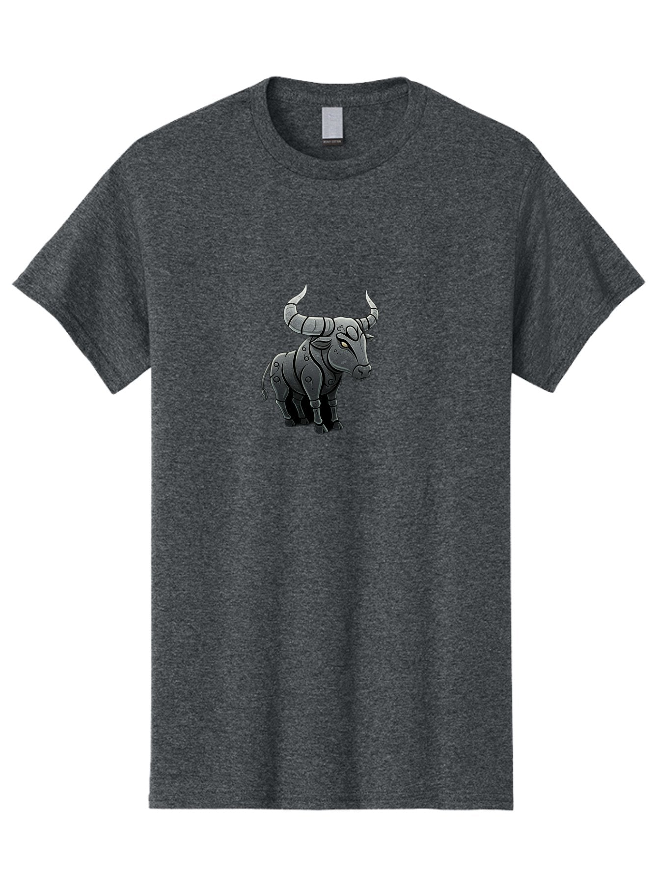 Metal-Bull Men'S Graphic Tee, 100% Cotton, Comfortable Casual Summer Wear, Machine Washable, Robotic Bull, Metallic Body, Mechanical Creature, Artificial Intelligence, Futuristic Design, Sci-Fi Art, Cybernetic Animal, Modern Illustration, Bab001 12