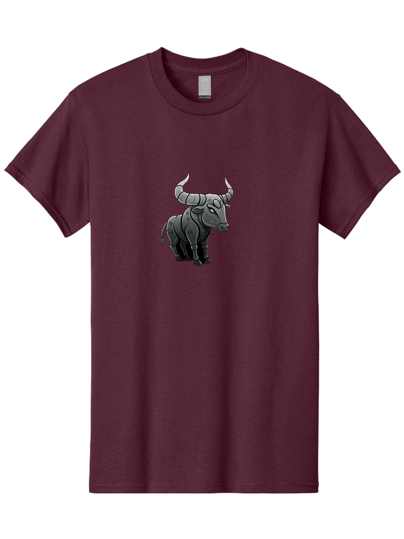 Metal-Bull Men'S Graphic Tee, 100% Cotton, Comfortable Casual Summer Wear, Machine Washable, Robotic Bull, Metallic Body, Mechanical Creature, Artificial Intelligence, Futuristic Design, Sci-Fi Art, Cybernetic Animal, Modern Illustration, Bab001 10
