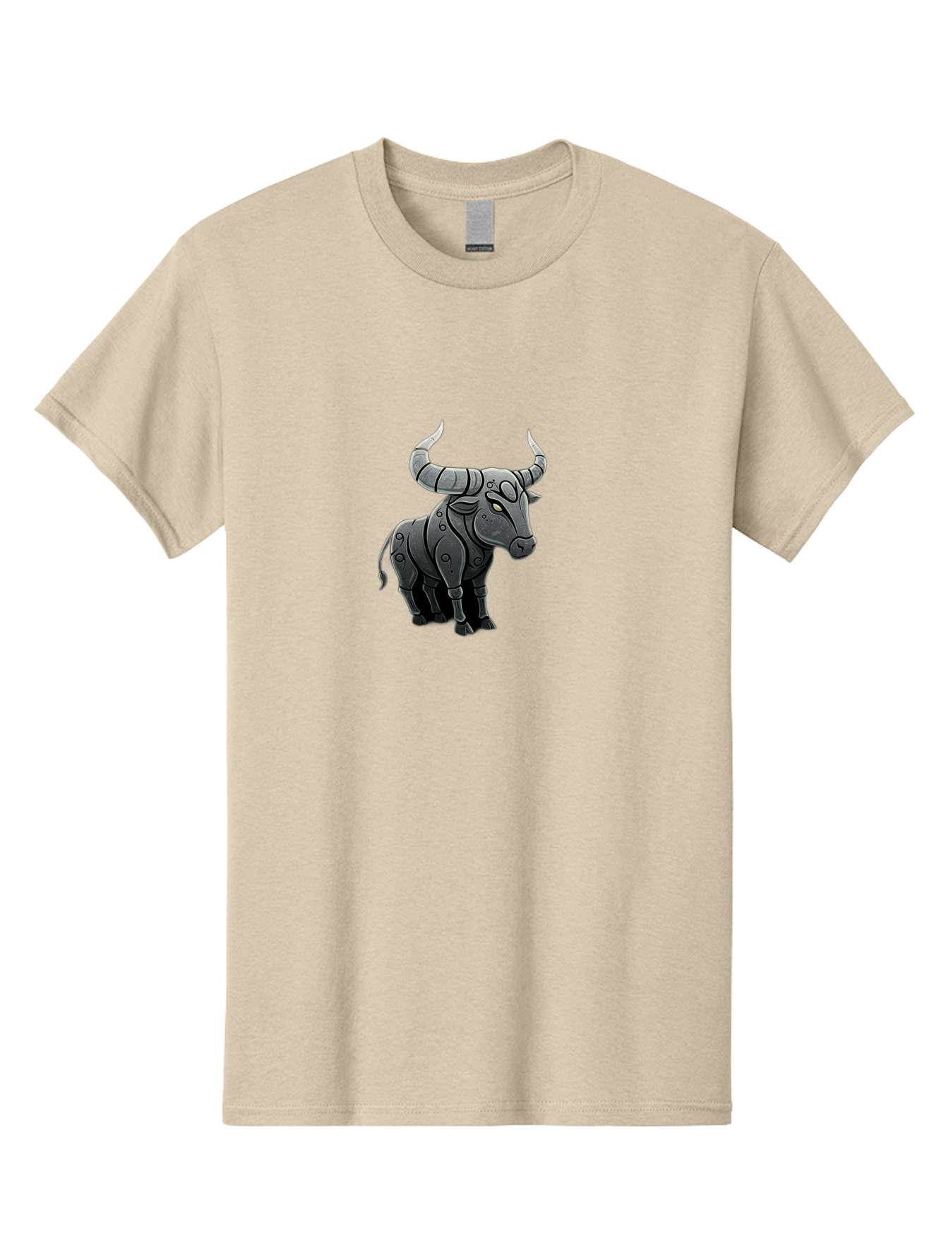 Metal-Bull Men'S Graphic Tee, 100% Cotton, Comfortable Casual Summer Wear, Machine Washable, Robotic Bull, Metallic Body, Mechanical Creature, Artificial Intelligence, Futuristic Design, Sci-Fi Art, Cybernetic Animal, Modern Illustration, Bab001 17