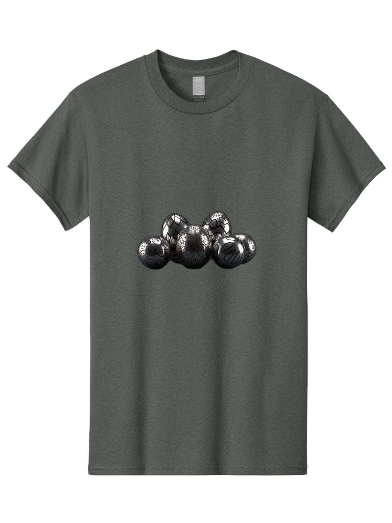 Metallic-Eggs Men'S Graphic Tee, 100% Cotton, Comfortable Casual Summer Wear, Machine Washable, Black And White Eggs, Decorative Patterns, Easter Eggs, Digital Art, Graphic Design, Ornate Details, Symmetrical Designs, Modern Illustration, Bab003 5