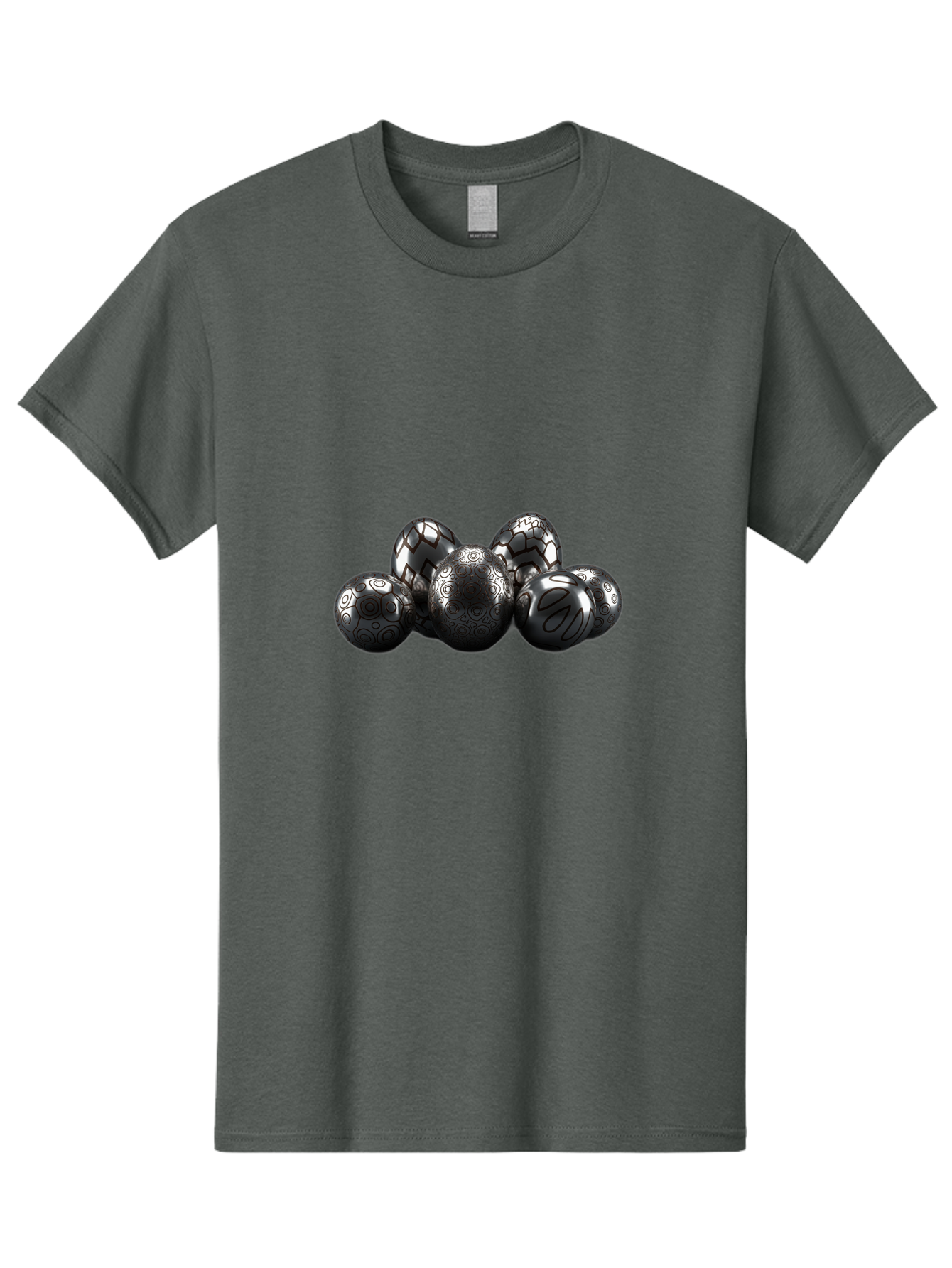 Metallic-Eggs Men'S Graphic Tee, 100% Cotton, Comfortable Casual Summer Wear, Machine Washable, Black And White Eggs, Decorative Patterns, Easter Eggs, Digital Art, Graphic Design, Ornate Details, Symmetrical Designs, Modern Illustration, Bab003 15