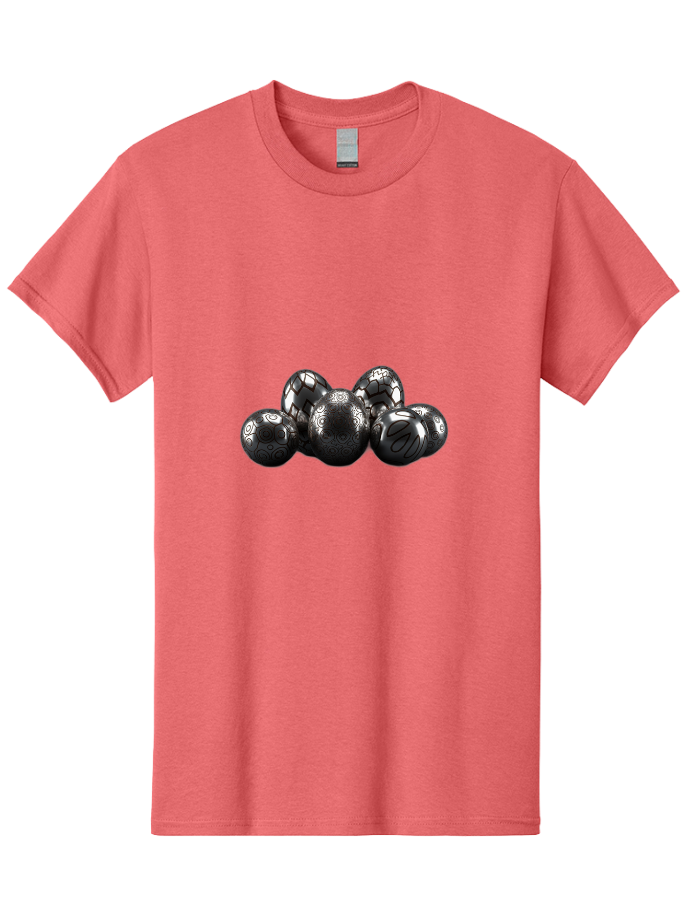 Metallic-Eggs Men'S Graphic Tee, 100% Cotton, Comfortable Casual Summer Wear, Machine Washable, Black And White Eggs, Decorative Patterns, Easter Eggs, Digital Art, Graphic Design, Ornate Details, Symmetrical Designs, Modern Illustration, Bab003 21