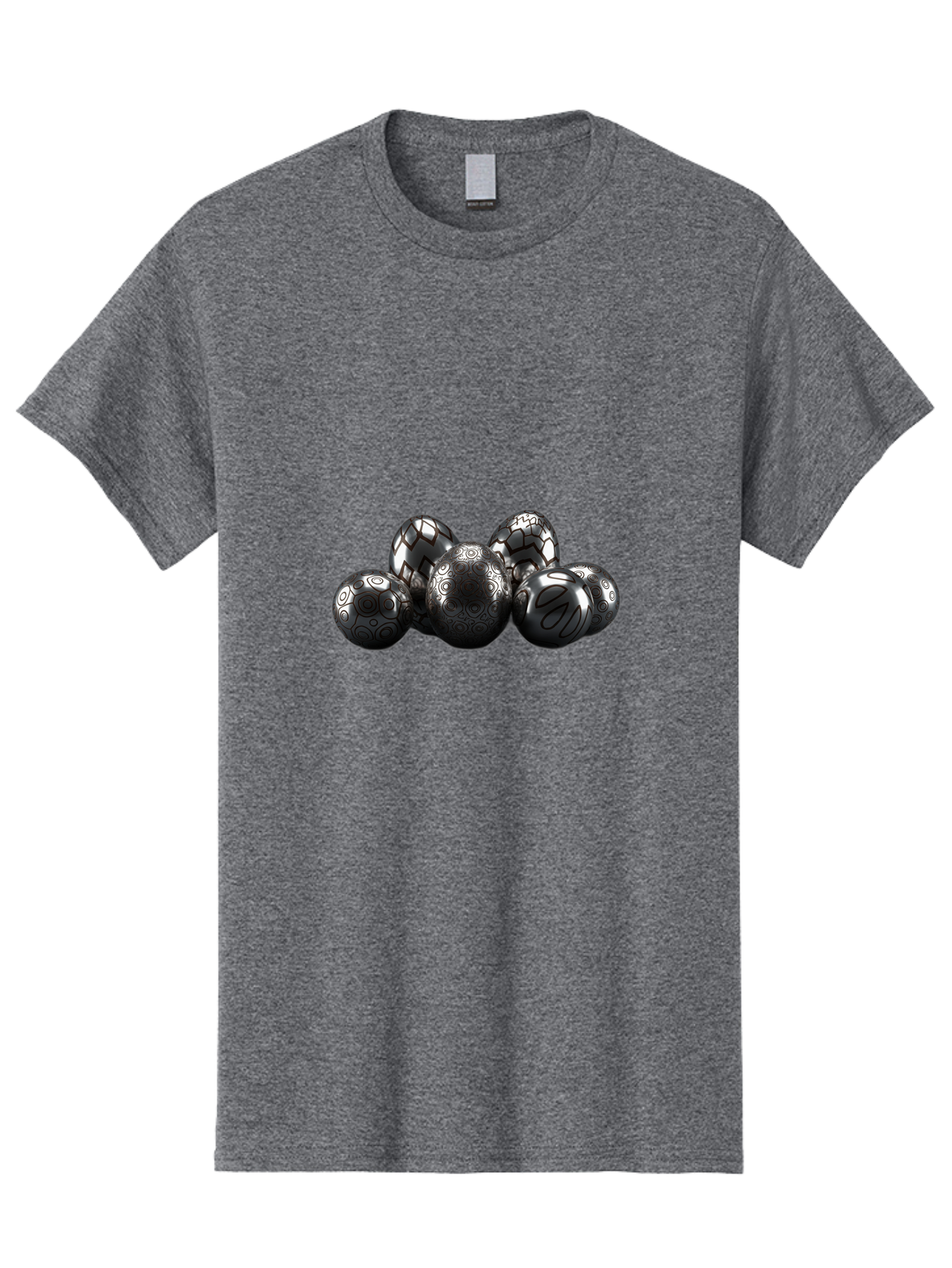 Metallic-Eggs Men'S Graphic Tee, 100% Cotton, Comfortable Casual Summer Wear, Machine Washable, Black And White Eggs, Decorative Patterns, Easter Eggs, Digital Art, Graphic Design, Ornate Details, Symmetrical Designs, Modern Illustration, Bab003 3