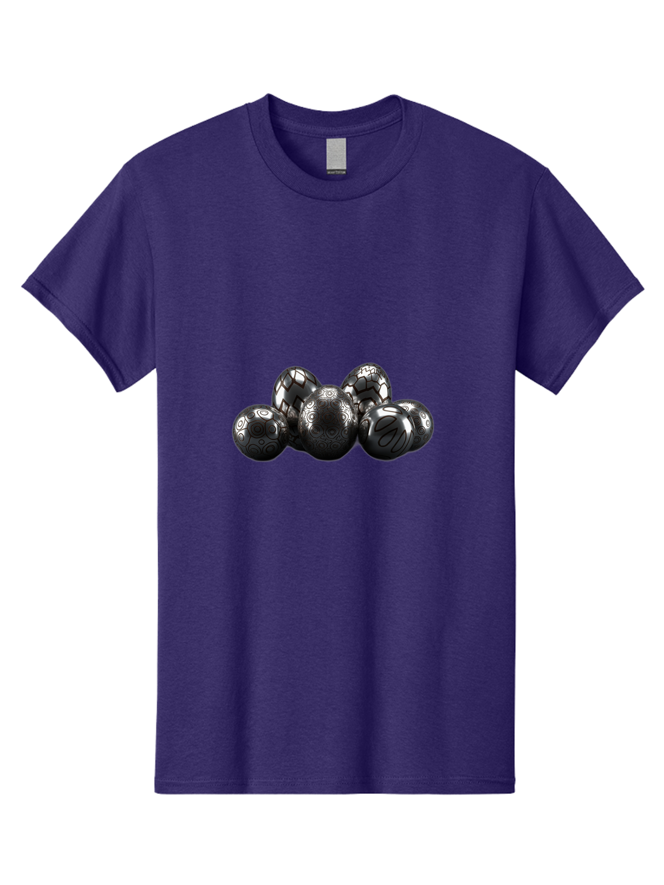 Metallic-Eggs Men'S Graphic Tee, 100% Cotton, Comfortable Casual Summer Wear, Machine Washable, Black And White Eggs, Decorative Patterns, Easter Eggs, Digital Art, Graphic Design, Ornate Details, Symmetrical Designs, Modern Illustration, Bab003 9