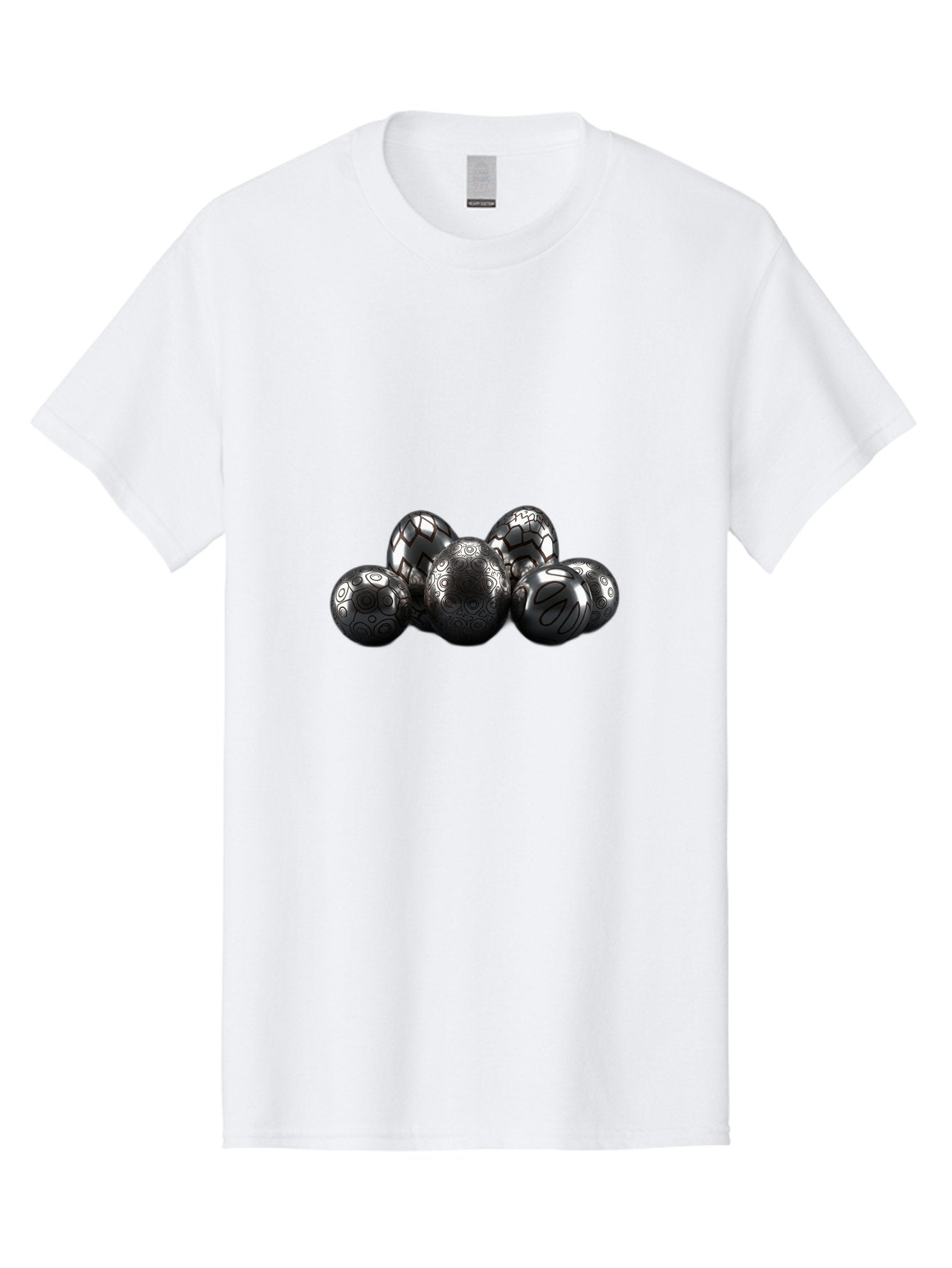 Metallic-Eggs Men'S Graphic Tee, 100% Cotton, Comfortable Casual Summer Wear, Machine Washable, Black And White Eggs, Decorative Patterns, Easter Eggs, Digital Art, Graphic Design, Ornate Details, Symmetrical Designs, Modern Illustration, Bab003 8