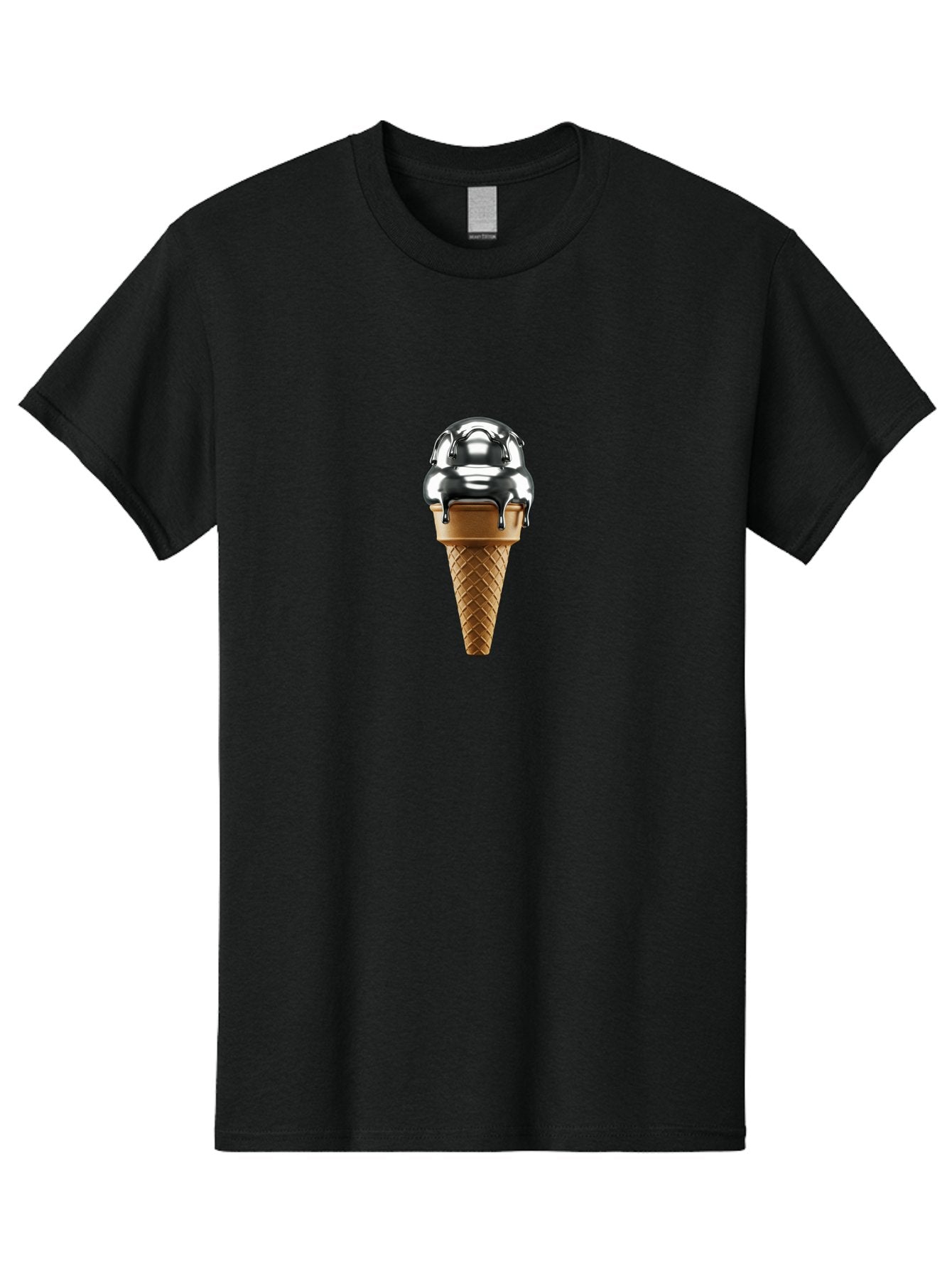Metallic-Ice-Cream-Cone Men'S Graphic Tee, 100% Cotton, Comfortable Casual Summer Wear, Machine Washable, Metallic Ice Cream, Chocolate Sauce Dripping, Waffle Cone, Sweet Treat, Dessert, Cool Indulgence, Frozen Delight, Tasty Pleasure, Bab004 17