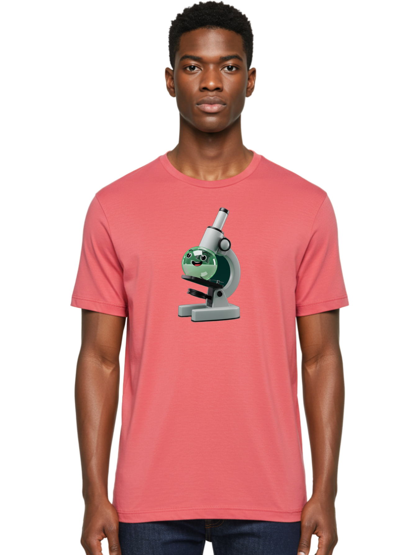 Microscope Men'S Graphic Tee, 100% Cotton, Comfortable Casual Summer Wear, Machine Washable, Cartoon Microscope, Smiling Face, Science Equipment, Laboratory Tool, 3D Rendering, Educational Graphic, Scientific Illustration, Lab Setting Bab005 24