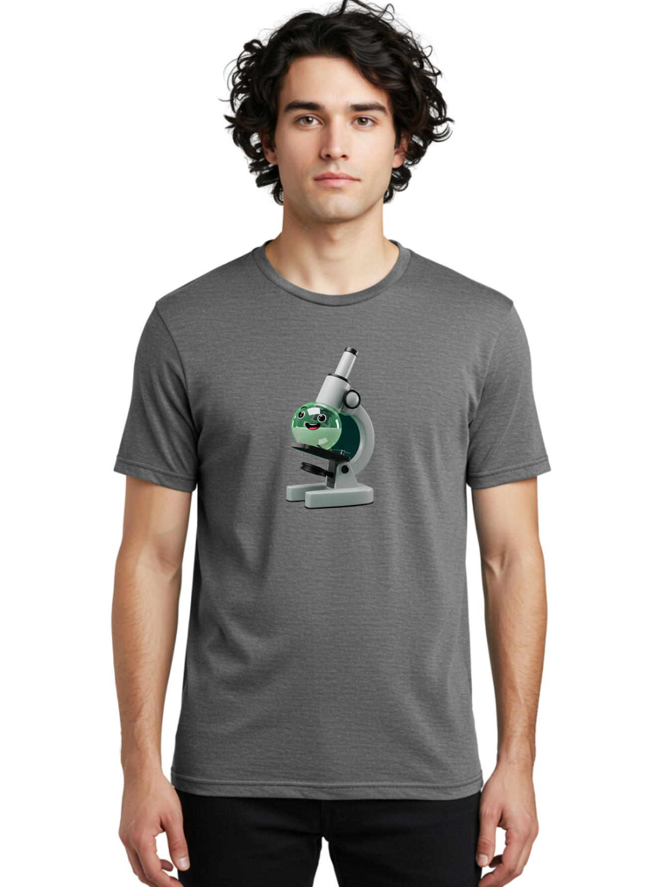 Microscope Men'S Graphic Tee, 100% Cotton, Comfortable Casual Summer Wear, Machine Washable, Cartoon Microscope, Smiling Face, Science Equipment, Laboratory Tool, 3D Rendering, Educational Graphic, Scientific Illustration, Lab Setting Bab005 12