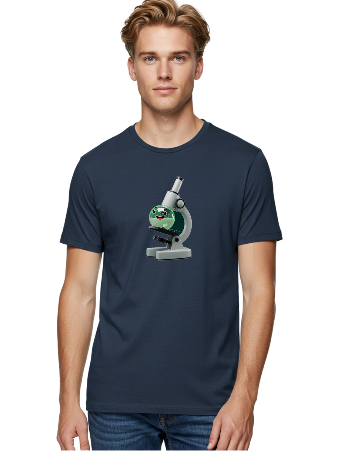 Microscope Men'S Graphic Tee, 100% Cotton, Comfortable Casual Summer Wear, Machine Washable, Cartoon Microscope, Smiling Face, Science Equipment, Laboratory Tool, 3D Rendering, Educational Graphic, Scientific Illustration, Lab Setting Bab005 6