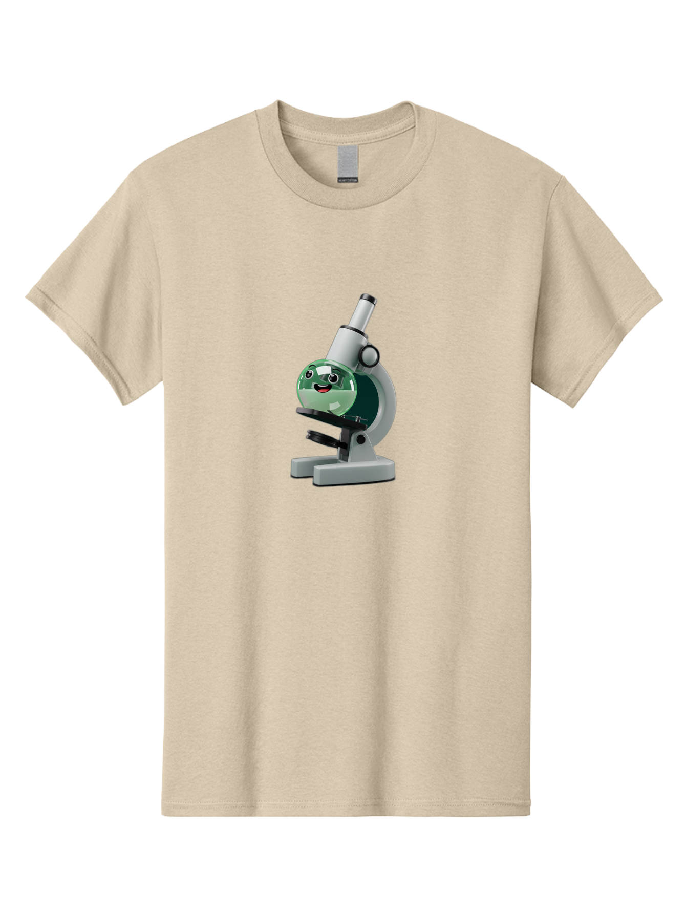 Microscope Men'S Graphic Tee, 100% Cotton, Comfortable Casual Summer Wear, Machine Washable, Cartoon Microscope, Smiling Face, Science Equipment, Laboratory Tool, 3D Rendering, Educational Graphic, Scientific Illustration, Lab Setting Bab005