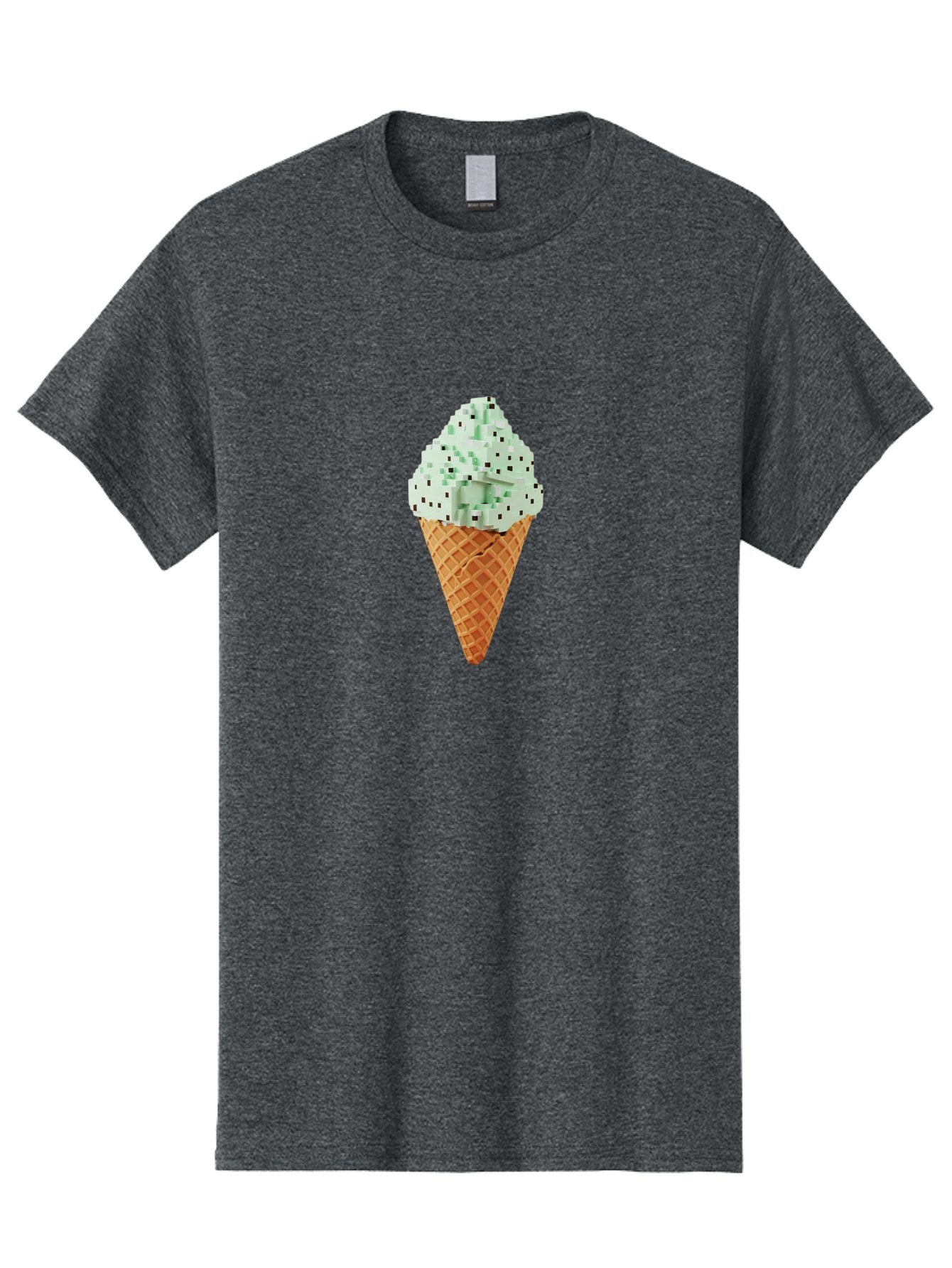Mint-Chip-Ice-Cream Men'S Graphic Tee, 100% Cotton, Comfortable Casual Summer Wear, Machine Washable, Mint Chocolate Chip Ice Cream, Waffle Cone, Sweet Treats, Frozen Dessert, Summer Snack, Cool Flavors Bab012