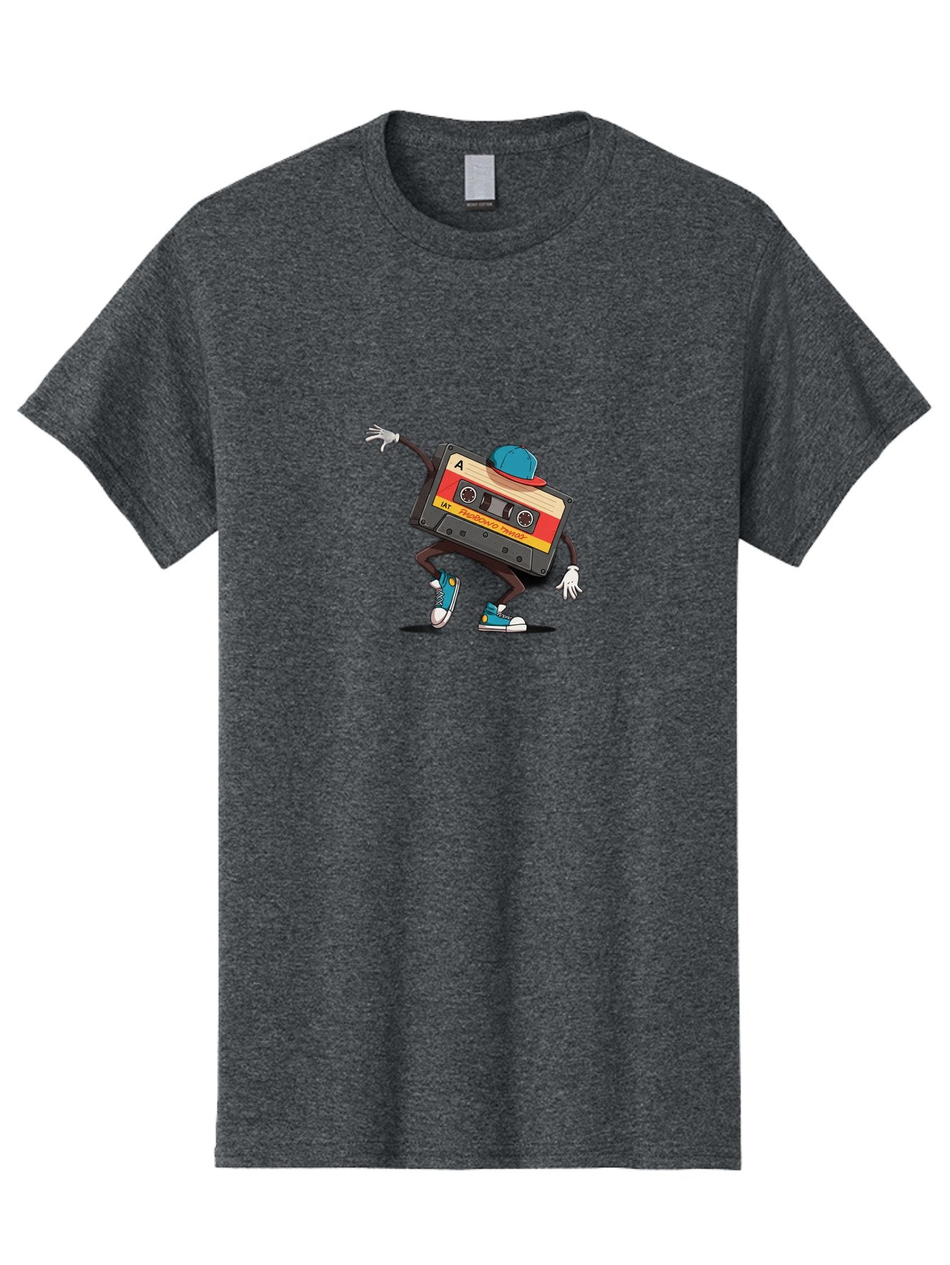 Mix-Cassette Men'S Graphic Tee, 100% Cotton, Comfortable Casual Summer Wear, Machine Washable, Cartoon Cassette Tape, Mixtape Character, Dancing Music, Retro Vibe, Vintage Style, Cool Hat, Sneakers, Fun Illustration, Music Lover, Bab013 4