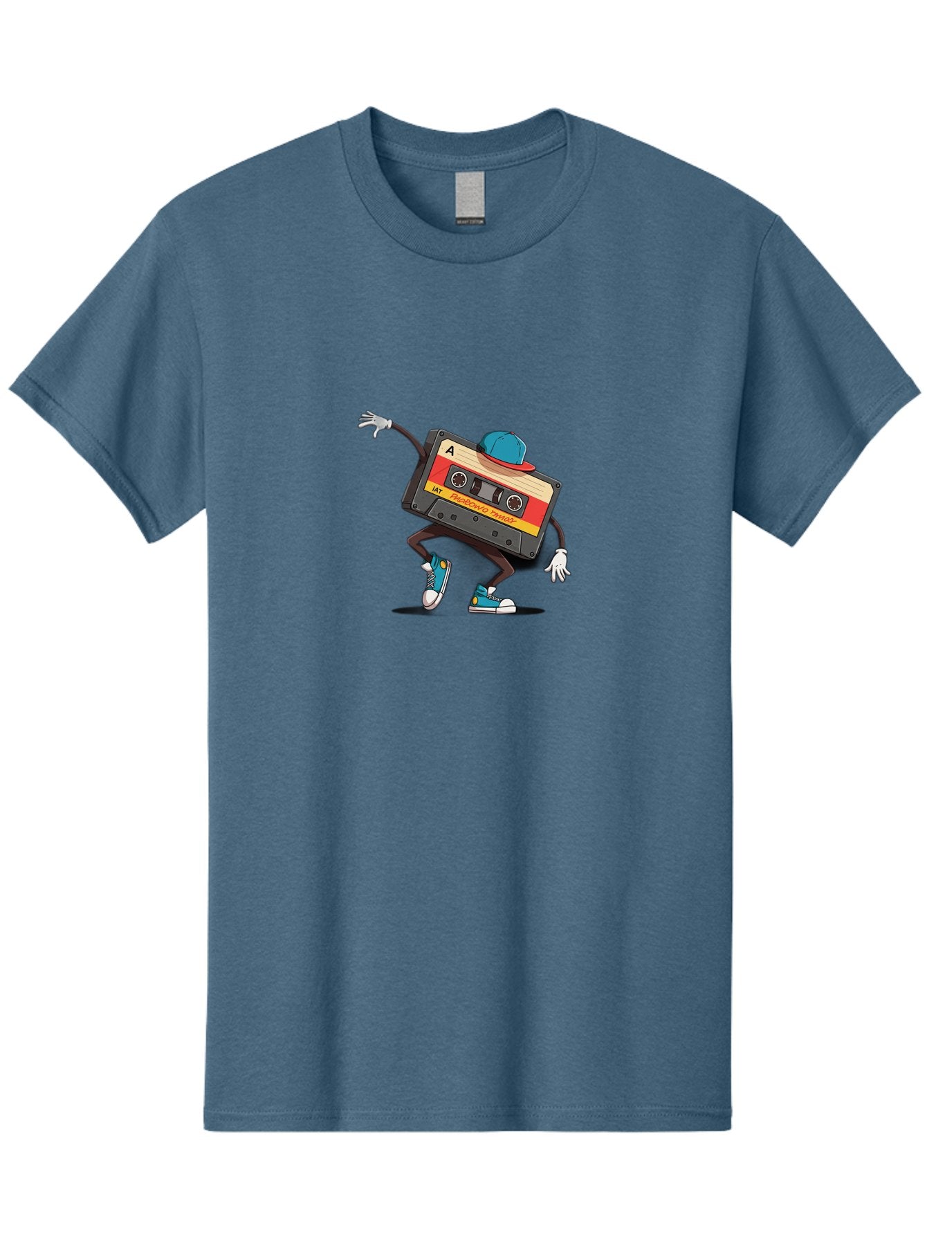 Mix-Cassette Men'S Graphic Tee, 100% Cotton, Comfortable Casual Summer Wear, Machine Washable, Cartoon Cassette Tape, Mixtape Character, Dancing Music, Retro Vibe, Vintage Style, Cool Hat, Sneakers, Fun Illustration, Music Lover, Bab013 7