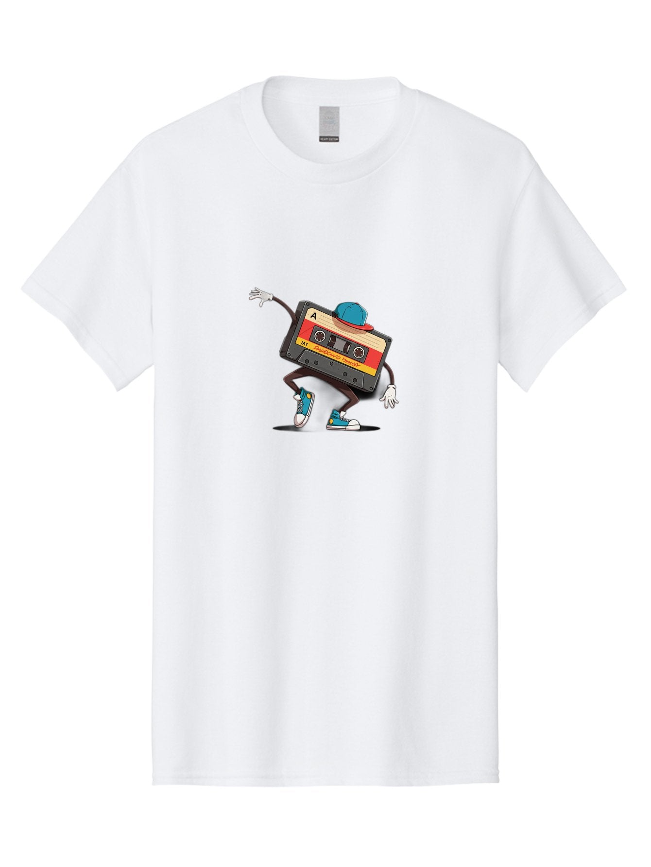 Mix-Cassette Men'S Graphic Tee, 100% Cotton, Comfortable Casual Summer Wear, Machine Washable, Cartoon Cassette Tape, Mixtape Character, Dancing Music, Retro Vibe, Vintage Style, Cool Hat, Sneakers, Fun Illustration, Music Lover, Bab013 8