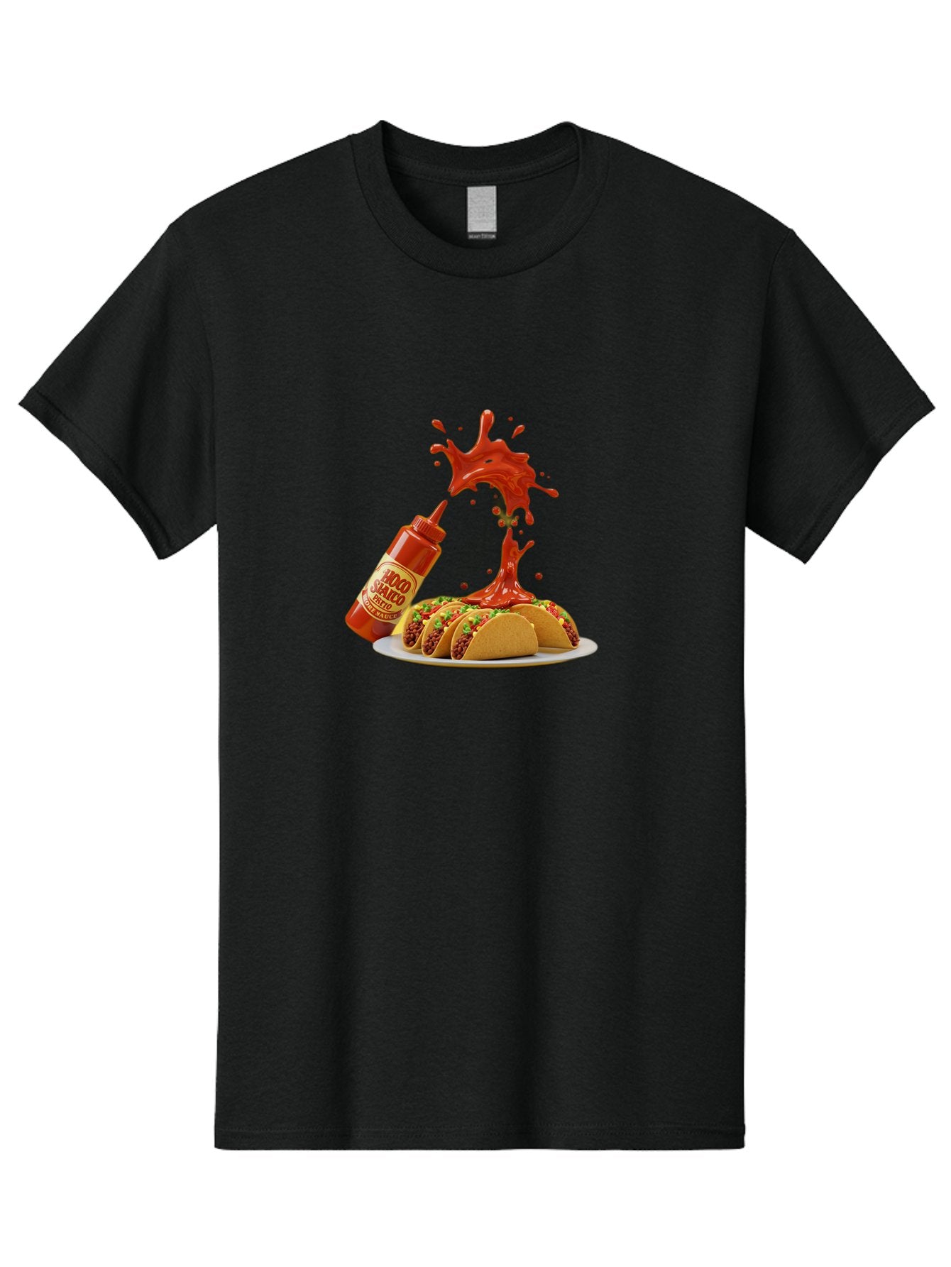 Mojo-Salsa Men'S Graphic Tee, 100% Cotton, Comfortable Casual Summer Wear, Machine Washable, Mad Dog Inferno Sauce, Hot Sauce, Spicy Food, Tacos, Taco Tuesday, Mexican Cuisine, Condiment, Red Sauce, Bold Flavor, Saucy Splatter, Foodie Bab015 5