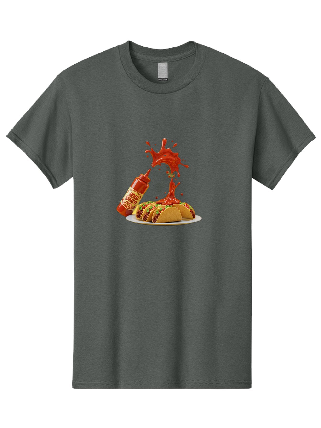 Mojo-Salsa Men'S Graphic Tee, 100% Cotton, Comfortable Casual Summer Wear, Machine Washable, Mad Dog Inferno Sauce, Hot Sauce, Spicy Food, Tacos, Taco Tuesday, Mexican Cuisine, Condiment, Red Sauce, Bold Flavor, Saucy Splatter, Foodie Bab015 13