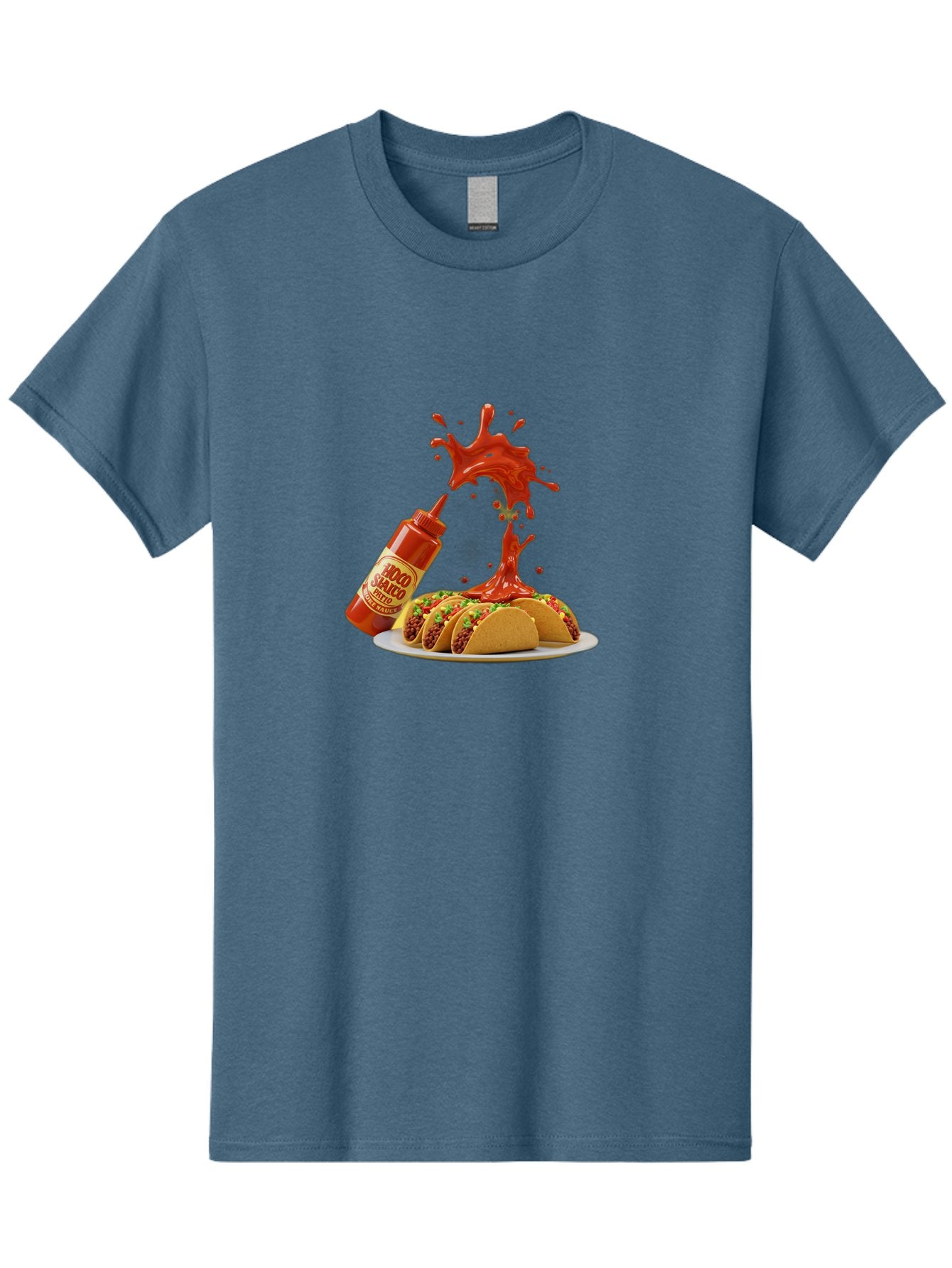 Mojo-Salsa Men'S Graphic Tee, 100% Cotton, Comfortable Casual Summer Wear, Machine Washable, Mad Dog Inferno Sauce, Hot Sauce, Spicy Food, Tacos, Taco Tuesday, Mexican Cuisine, Condiment, Red Sauce, Bold Flavor, Saucy Splatter, Foodie Bab015 11