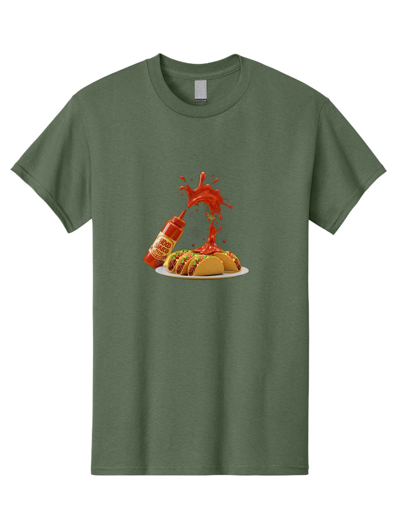 Mojo-Salsa Men'S Graphic Tee, 100% Cotton, Comfortable Casual Summer Wear, Machine Washable, Mad Dog Inferno Sauce, Hot Sauce, Spicy Food, Tacos, Taco Tuesday, Mexican Cuisine, Condiment, Red Sauce, Bold Flavor, Saucy Splatter, Foodie Bab015 6