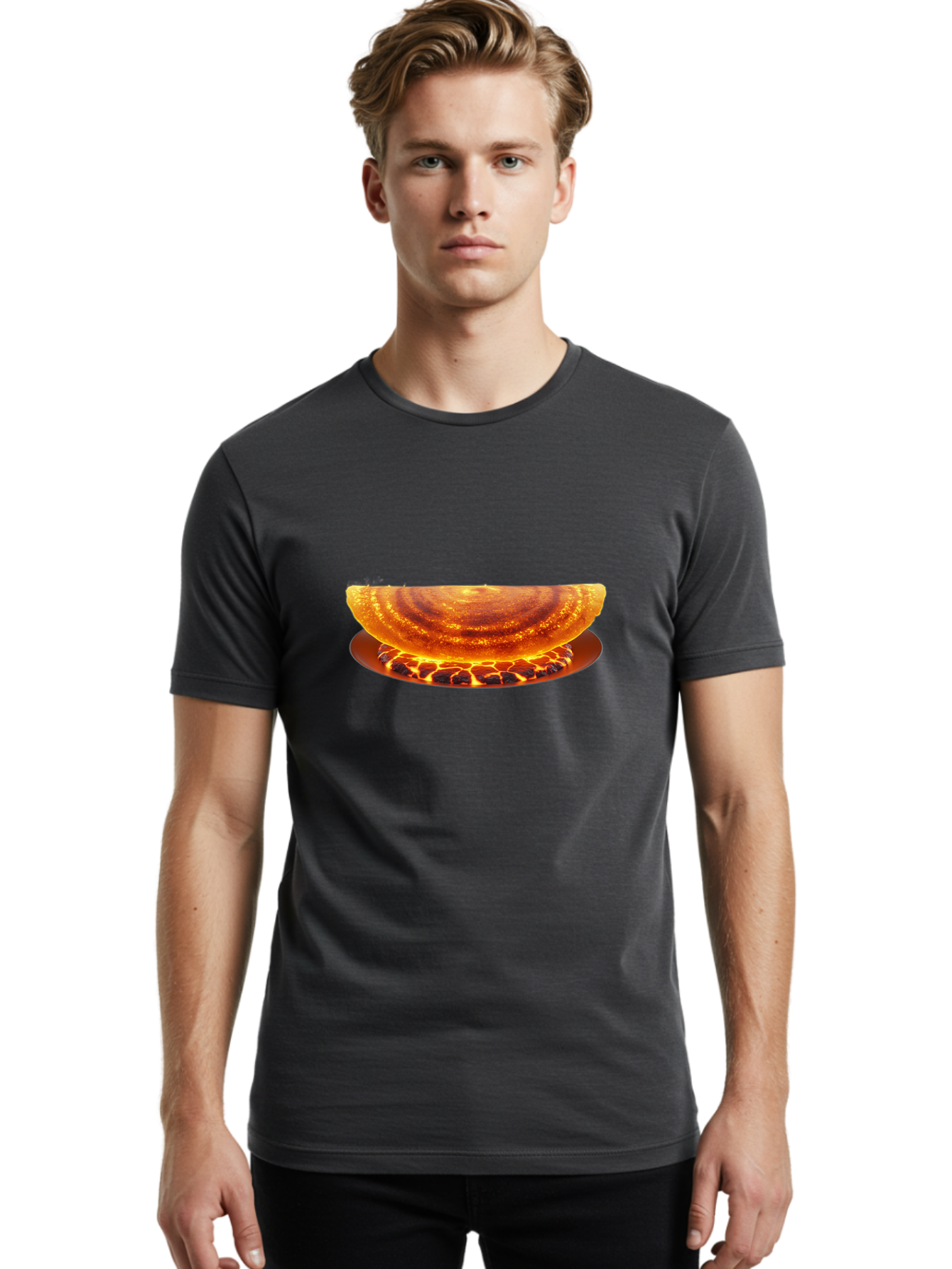 Molten-Lava-Bowl Men'S Graphic Tee, 100% Cotton, Comfortable Casual Summer Wear, Machine Washable, Lava Bowl, Fiery Design, Volcanic Effect, Molten Texture, Burning Flames, Fiery Art, Glowing Embers, Intense Heat, Dramatic Display Bab016 30