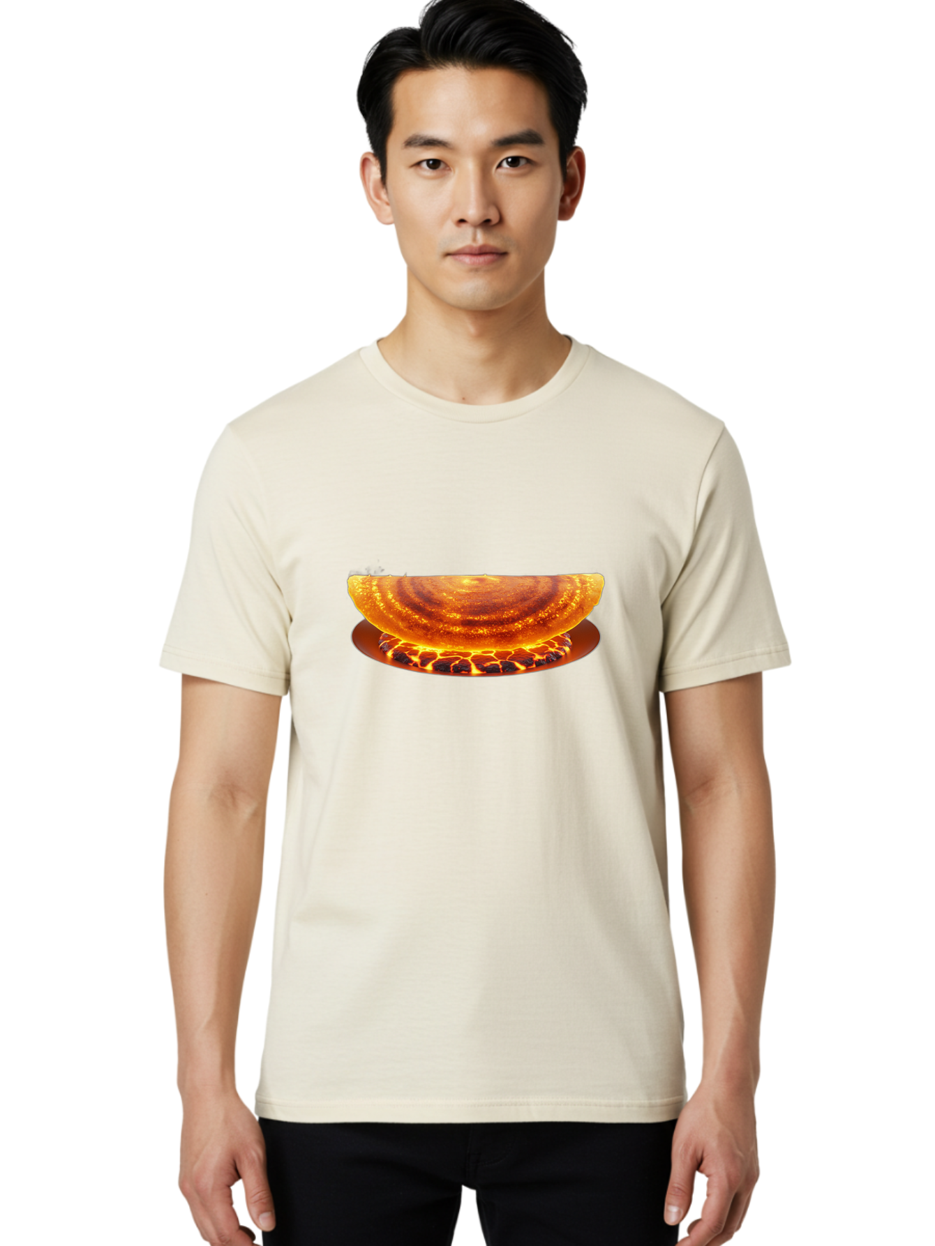 Molten-Lava-Bowl Men'S Graphic Tee, 100% Cotton, Comfortable Casual Summer Wear, Machine Washable, Lava Bowl, Fiery Design, Volcanic Effect, Molten Texture, Burning Flames, Fiery Art, Glowing Embers, Intense Heat, Dramatic Display Bab016 6