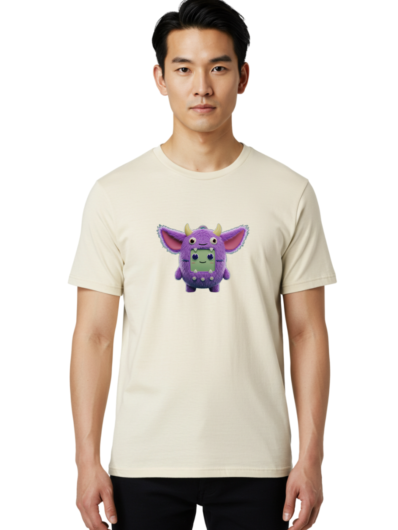 Monster-Toy Men'S Graphic Tee, 100% Cotton, Comfortable Casual Summer Wear, Machine Washable, Purple Monster, Cartoon Character, Digital Pet, Tamagotchi, Children'S Toy, Virtual Creature, 90S Nostalgia, Cute Design, Small Creature, Bab018 24