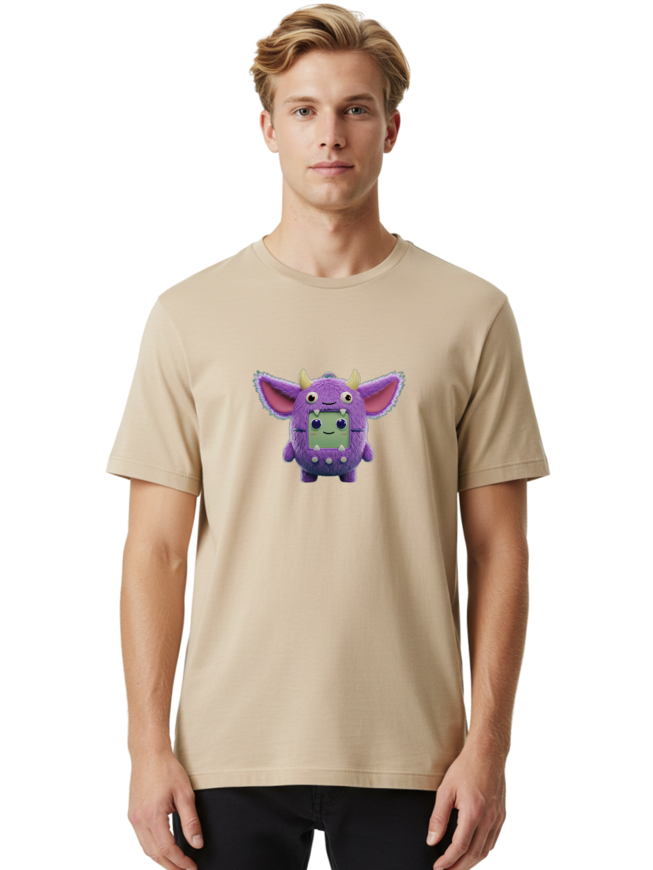 Monster-Toy Men'S Graphic Tee, 100% Cotton, Comfortable Casual Summer Wear, Machine Washable, Purple Monster, Cartoon Character, Digital Pet, Tamagotchi, Children'S Toy, Virtual Creature, 90S Nostalgia, Cute Design, Small Creature, Bab018 4