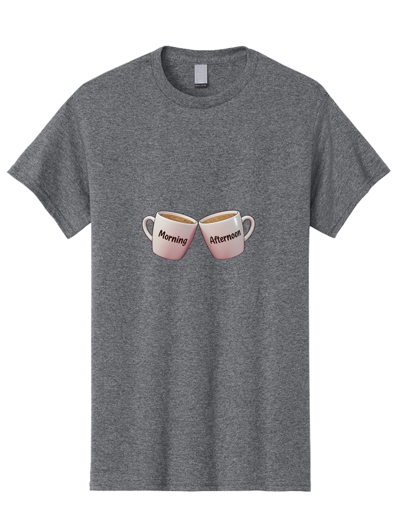 Morning-Afternoon-Coffee-Cups Men'S Graphic Tee, 100% Cotton, Comfortable Casual Summer Wear, Machine Washable, Two Coffee Cups, Morning Coffee, Afternoon Coffee, Steaming Hot Coffee, Coffee Time, Daily Routine, Coffee Break Bab021 9