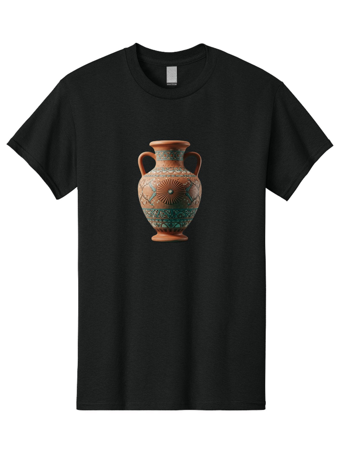 Mosaic-Vase Men'S Graphic Tee, 100% Cotton, Comfortable Casual Summer Wear, Machine Washable, Ancient Greek Vase, Terracotta Pottery, Classical Design, Ornate Patterns, Mosaic Art, Cultural Heritage, Traditional Craftsmanship, Bab023 6