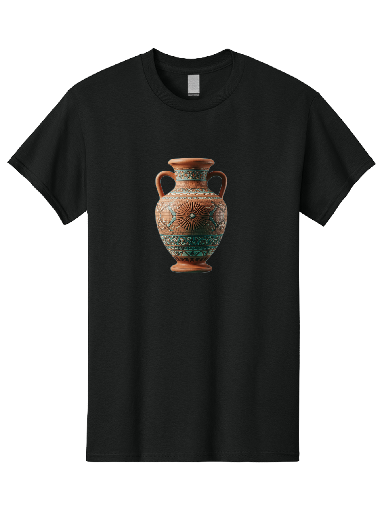 Mosaic-Vase Men'S Graphic Tee, 100% Cotton, Comfortable Casual Summer Wear, Machine Washable, Ancient Greek Vase, Terracotta Pottery, Classical Design, Ornate Patterns, Mosaic Art, Cultural Heritage, Traditional Craftsmanship, Bab023 13