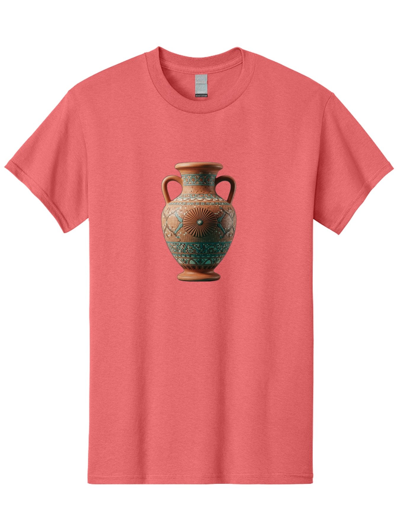 Mosaic-Vase Men'S Graphic Tee, 100% Cotton, Comfortable Casual Summer Wear, Machine Washable, Ancient Greek Vase, Terracotta Pottery, Classical Design, Ornate Patterns, Mosaic Art, Cultural Heritage, Traditional Craftsmanship, Bab023 7