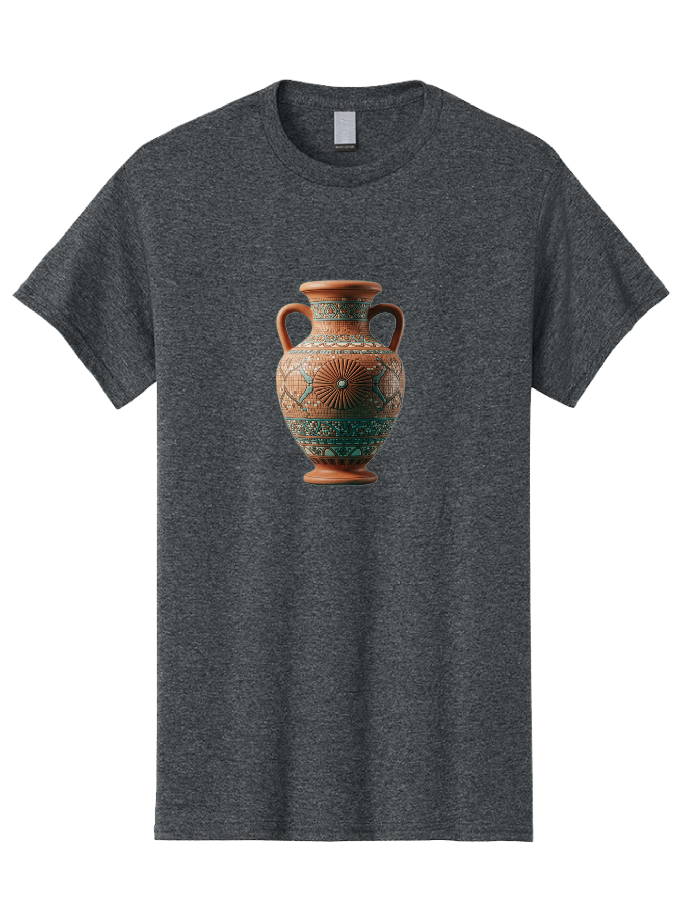 Mosaic-Vase Men'S Graphic Tee, 100% Cotton, Comfortable Casual Summer Wear, Machine Washable, Ancient Greek Vase, Terracotta Pottery, Classical Design, Ornate Patterns, Mosaic Art, Cultural Heritage, Traditional Craftsmanship, Bab023