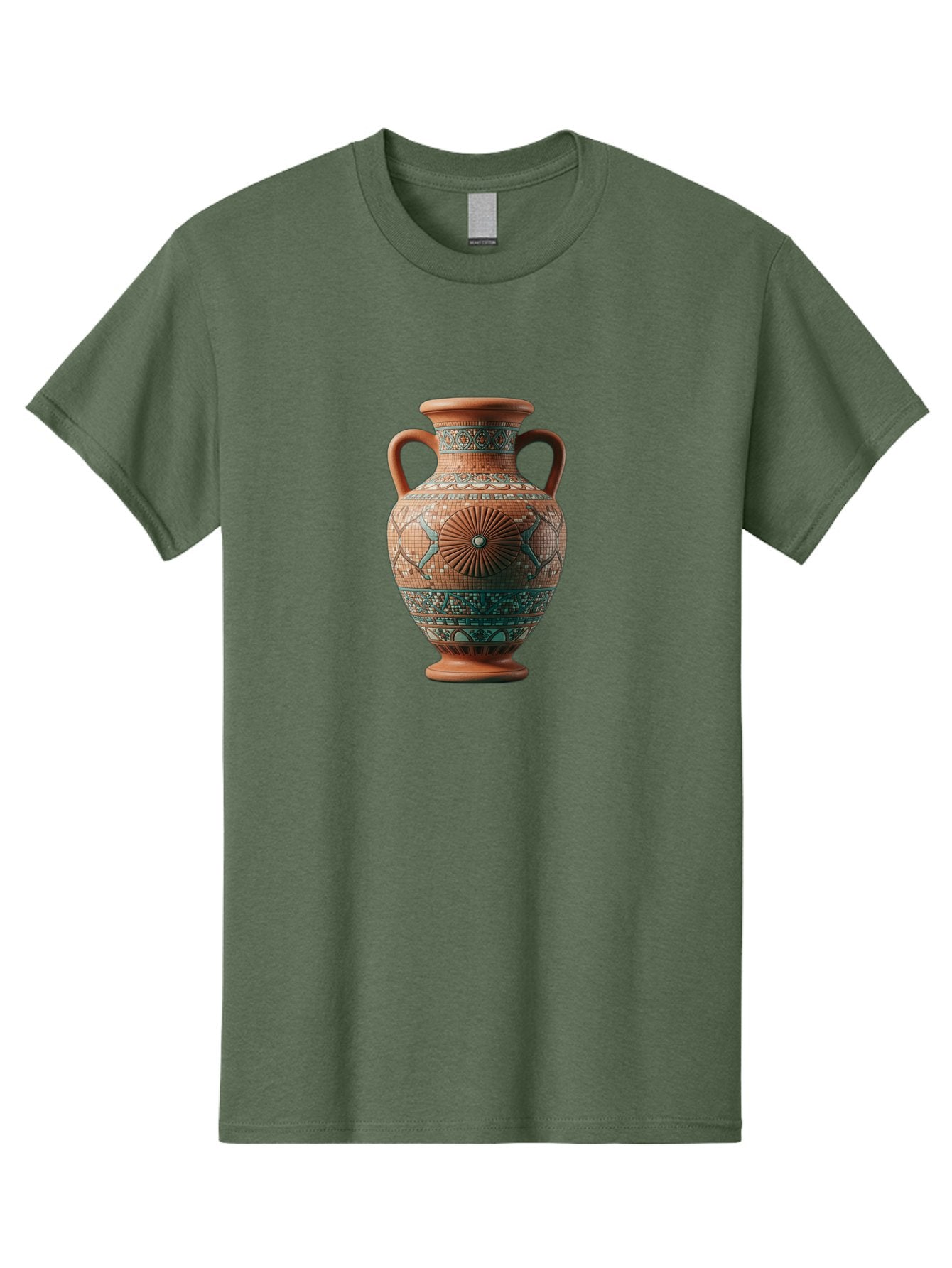 Mosaic-Vase Men'S Graphic Tee, 100% Cotton, Comfortable Casual Summer Wear, Machine Washable, Ancient Greek Vase, Terracotta Pottery, Classical Design, Ornate Patterns, Mosaic Art, Cultural Heritage, Traditional Craftsmanship, Bab023 3
