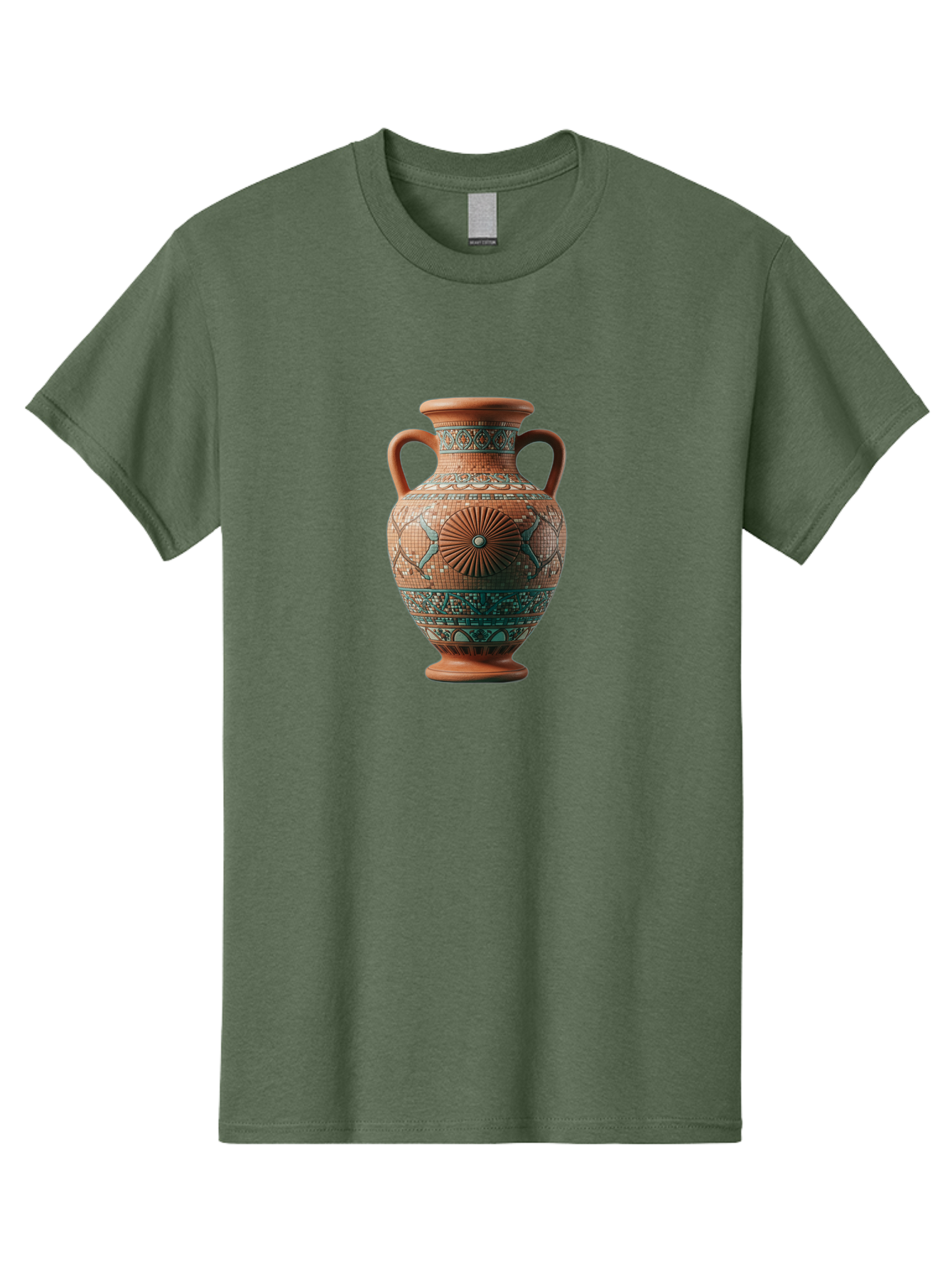 Mosaic-Vase Men'S Graphic Tee, 100% Cotton, Comfortable Casual Summer Wear, Machine Washable, Ancient Greek Vase, Terracotta Pottery, Classical Design, Ornate Patterns, Mosaic Art, Cultural Heritage, Traditional Craftsmanship, Bab023 17