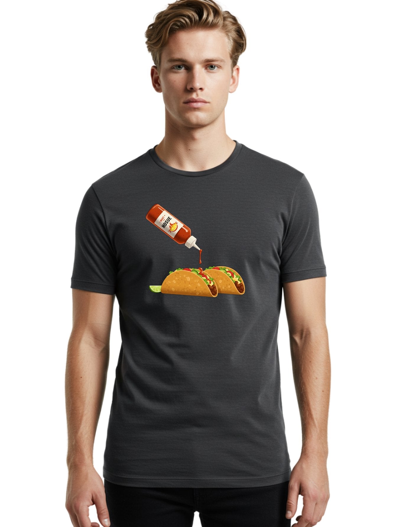 Mosque-Hot-Sauce-Tacos Men'S Graphic Tee, 100% Cotton, Comfortable Casual Summer Wear, Machine Washable, Mexican Cuisine, Tacos With Hot Sauce, Spicy Food, Salsa, Condiments, Mexican Flavors, Taco Toppings, Hot Peppers Bab024 17