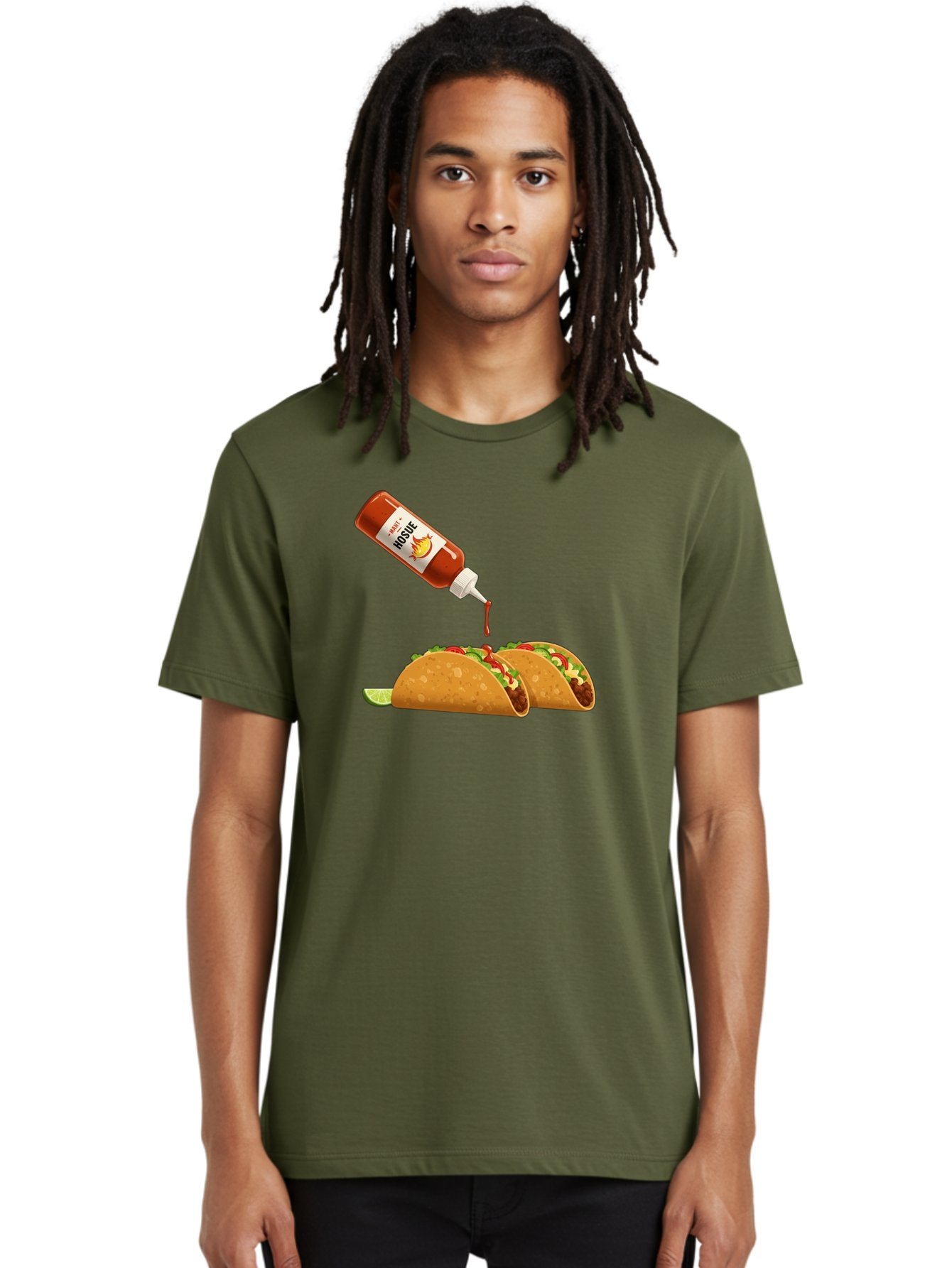 Mosque-Hot-Sauce-Tacos Men'S Graphic Tee, 100% Cotton, Comfortable Casual Summer Wear, Machine Washable, Mexican Cuisine, Tacos With Hot Sauce, Spicy Food, Salsa, Condiments, Mexican Flavors, Taco Toppings, Hot Peppers Bab024 25