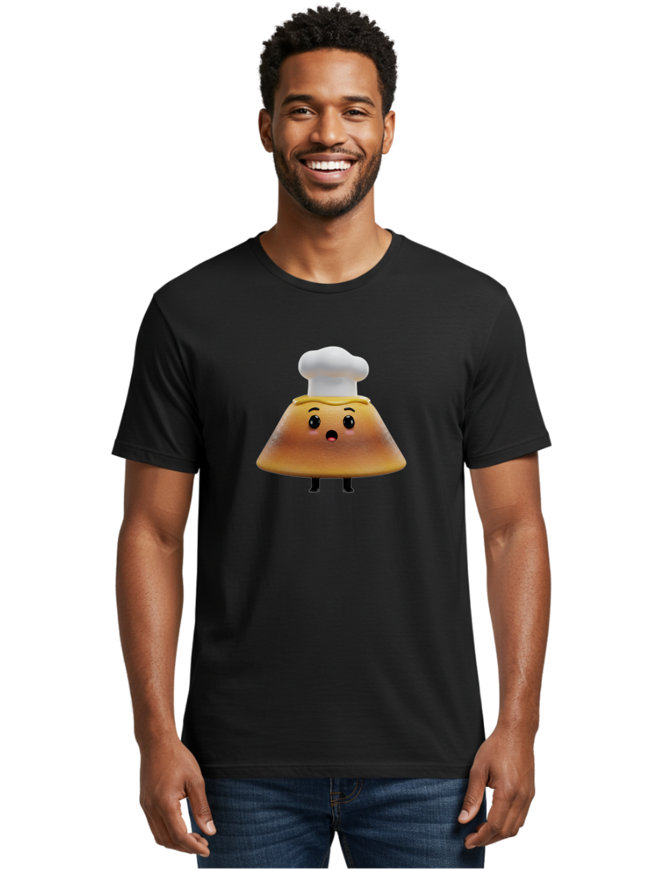 Mushroom-Chef Men'S Graphic Tee, 100% Cotton, Comfortable Casual Summer Wear, Machine Washable, Mango Character, Cartoon Style, Chef Hat, Surprised Face, Fun Illustration, Anthropomorphic Fruit, Cute Design, Food Character, Quirky Animation Bab025 26