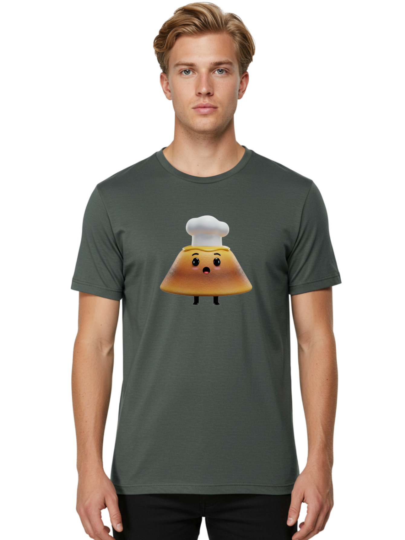 Mushroom-Chef Men'S Graphic Tee, 100% Cotton, Comfortable Casual Summer Wear, Machine Washable, Mango Character, Cartoon Style, Chef Hat, Surprised Face, Fun Illustration, Anthropomorphic Fruit, Cute Design, Food Character, Quirky Animation Bab025 16