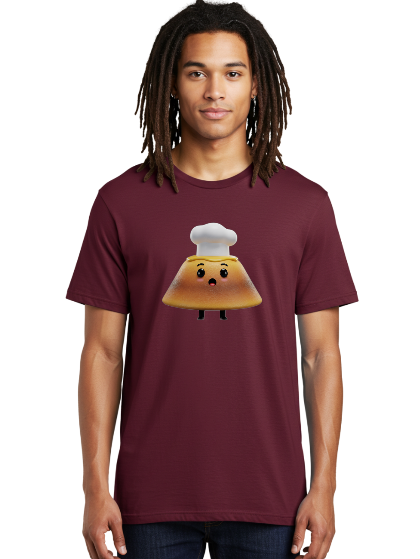 Mushroom-Chef Men'S Graphic Tee, 100% Cotton, Comfortable Casual Summer Wear, Machine Washable, Mango Character, Cartoon Style, Chef Hat, Surprised Face, Fun Illustration, Anthropomorphic Fruit, Cute Design, Food Character, Quirky Animation Bab025 28