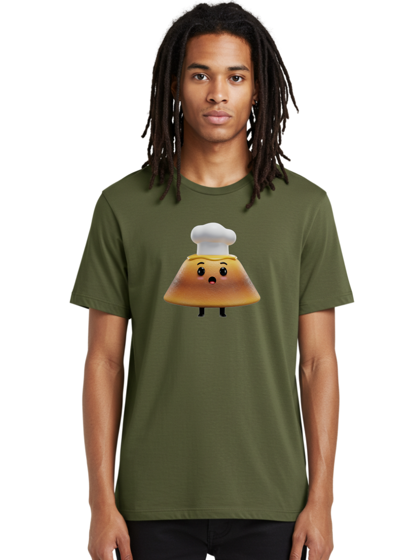 Mushroom-Chef Men'S Graphic Tee, 100% Cotton, Comfortable Casual Summer Wear, Machine Washable, Mango Character, Cartoon Style, Chef Hat, Surprised Face, Fun Illustration, Anthropomorphic Fruit, Cute Design, Food Character, Quirky Animation Bab025 8