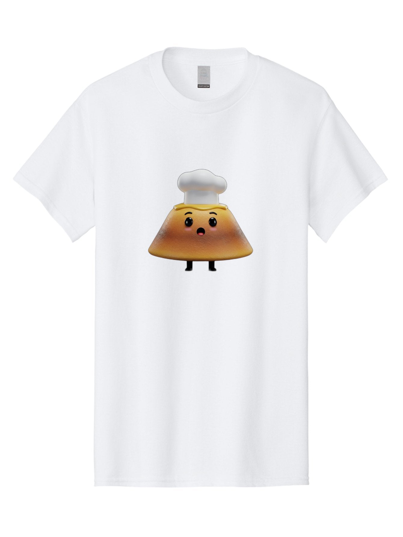 Mushroom-Chef Men'S Graphic Tee, 100% Cotton, Comfortable Casual Summer Wear, Machine Washable, Mango Character, Cartoon Style, Chef Hat, Surprised Face, Fun Illustration, Anthropomorphic Fruit, Cute Design, Food Character, Quirky Animation Bab025 3