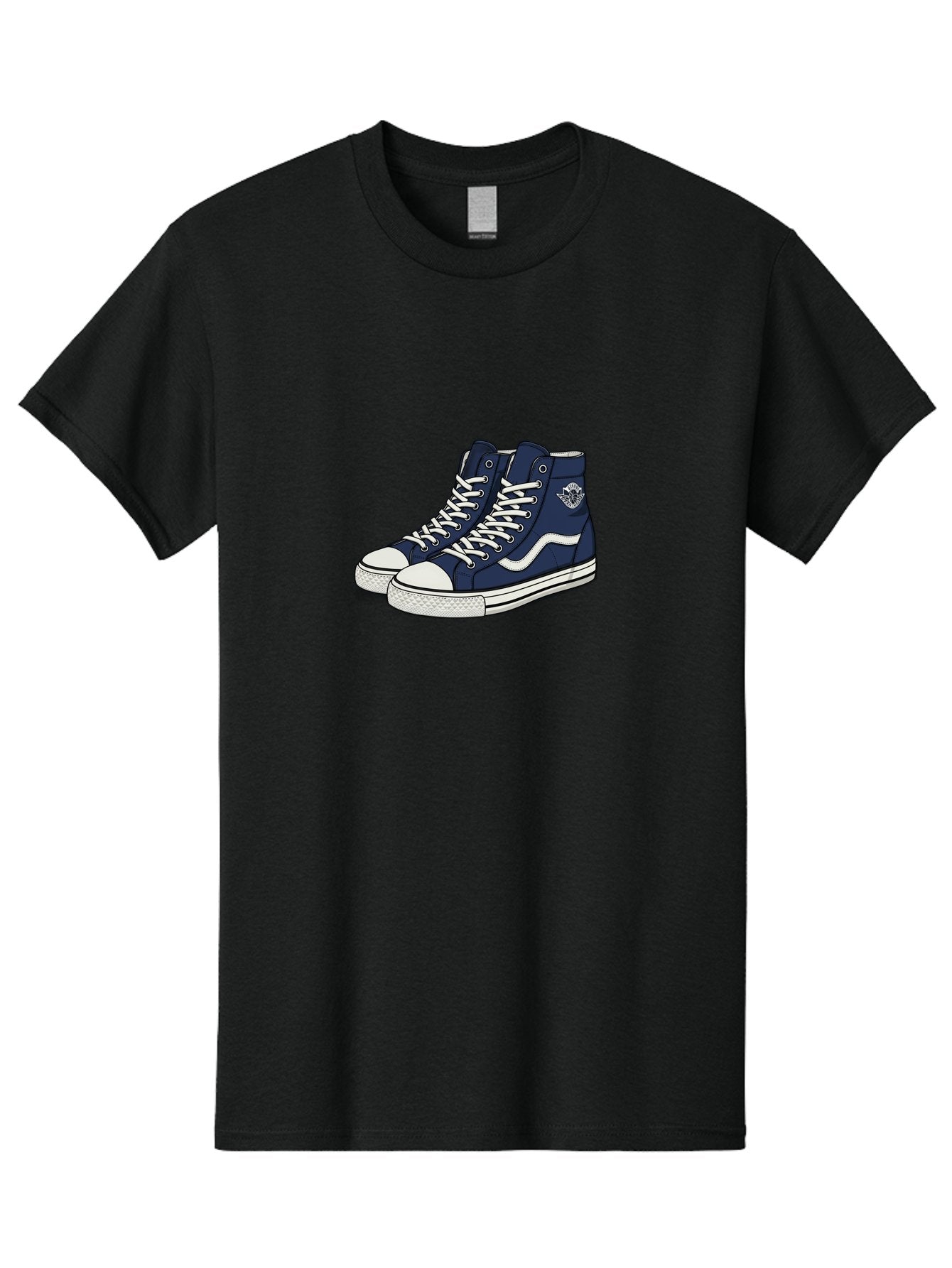 Navy-Blue-High-Top-Sneakers Men'S Graphic Tee, 100% Cotton, Comfortable Casual Summer Wear, Machine Washable, Navy Blue Sneakers, High-Top Shoes, White Laces, White Soles, Athletic Footwear, Casual Wear, Sports Shoes, Comfortable Shoes, Bab027 11