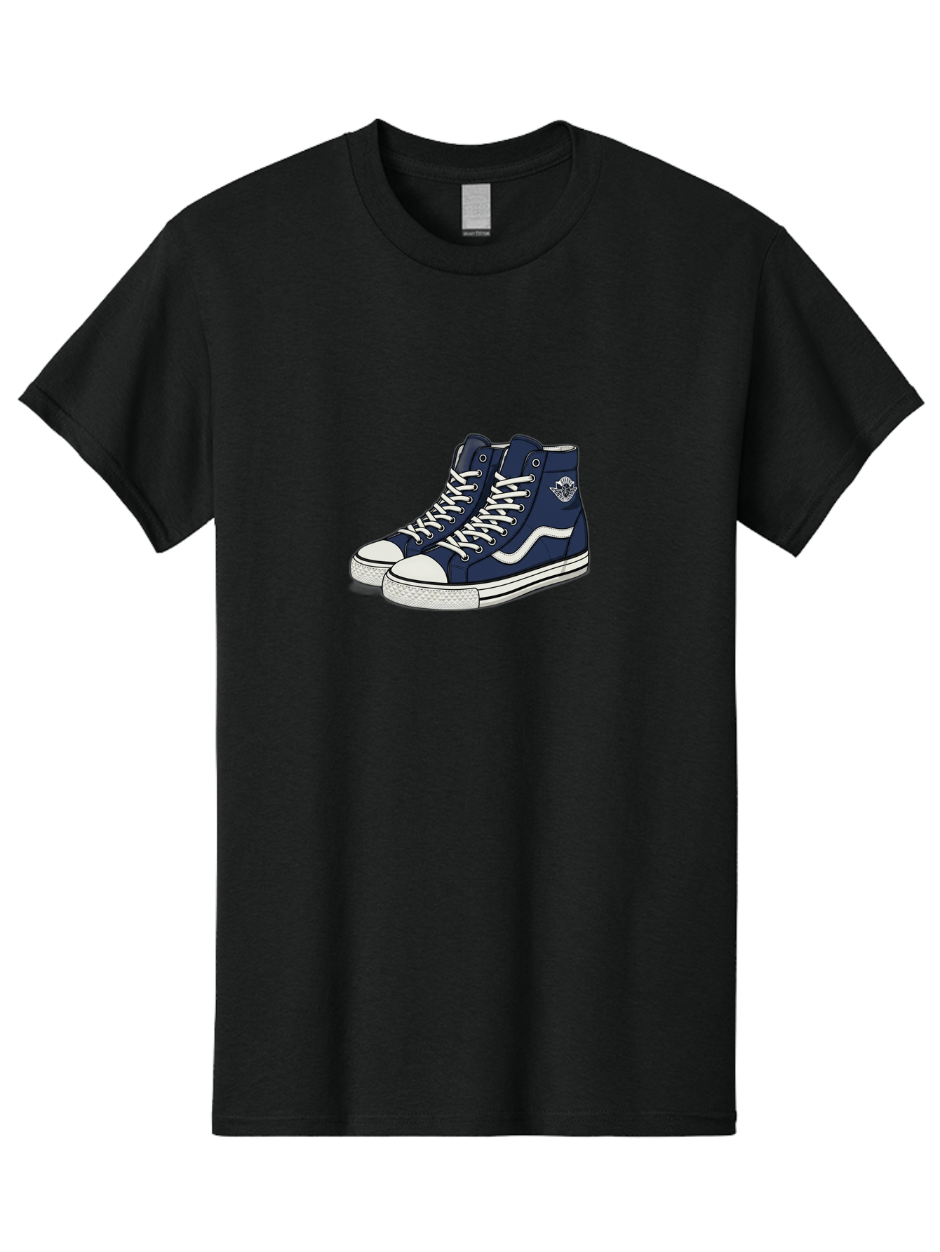 Navy-Blue-High-Top-Sneakers Men'S Graphic Tee, 100% Cotton, Comfortable Casual Summer Wear, Machine Washable, Navy Blue Sneakers, High-Top Shoes, White Laces, White Soles, Athletic Footwear, Casual Wear, Sports Shoes, Comfortable Shoes, Bab027 7