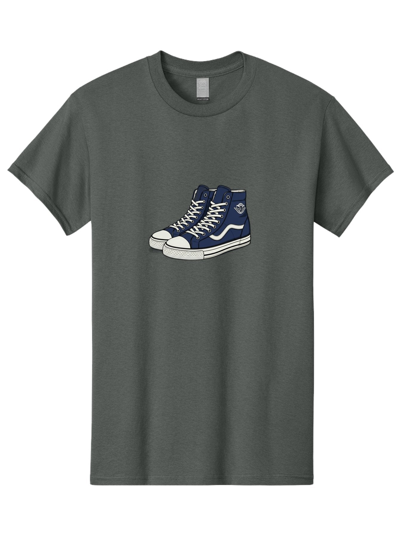 Navy-Blue-High-Top-Sneakers Men'S Graphic Tee, 100% Cotton, Comfortable Casual Summer Wear, Machine Washable, Navy Blue Sneakers, High-Top Shoes, White Laces, White Soles, Athletic Footwear, Casual Wear, Sports Shoes, Comfortable Shoes, Bab027 10