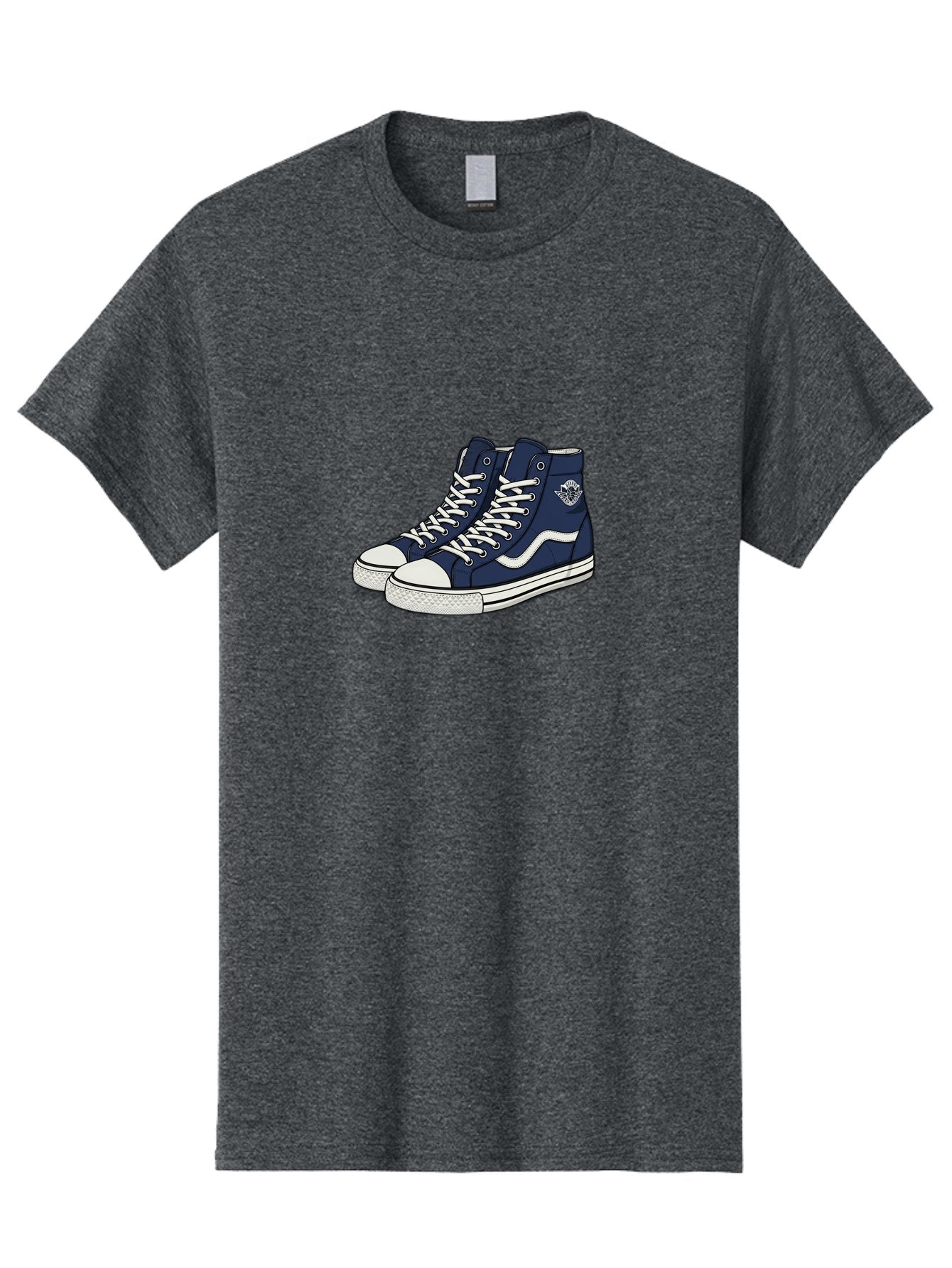Navy-Blue-High-Top-Sneakers Men'S Graphic Tee, 100% Cotton, Comfortable Casual Summer Wear, Machine Washable, Navy Blue Sneakers, High-Top Shoes, White Laces, White Soles, Athletic Footwear, Casual Wear, Sports Shoes, Comfortable Shoes, Bab027 7