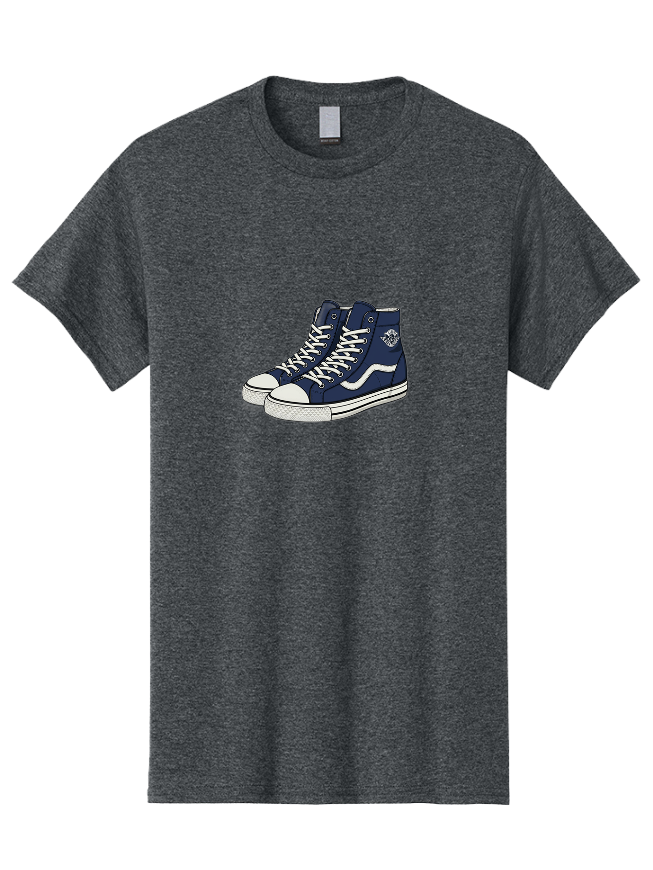 Navy-Blue-High-Top-Sneakers Men'S Graphic Tee, 100% Cotton, Comfortable Casual Summer Wear, Machine Washable, Navy Blue Sneakers, High-Top Shoes, White Laces, White Soles, Athletic Footwear, Casual Wear, Sports Shoes, Comfortable Shoes, Bab027 25