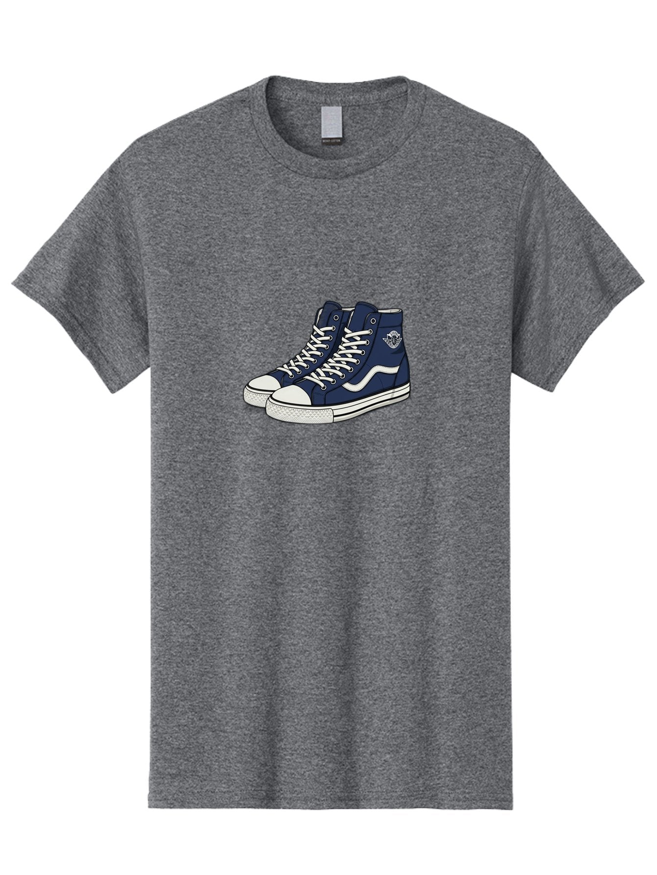 Navy-Blue-High-Top-Sneakers Men'S Graphic Tee, 100% Cotton, Comfortable Casual Summer Wear, Machine Washable, Navy Blue Sneakers, High-Top Shoes, White Laces, White Soles, Athletic Footwear, Casual Wear, Sports Shoes, Comfortable Shoes, Bab027 14