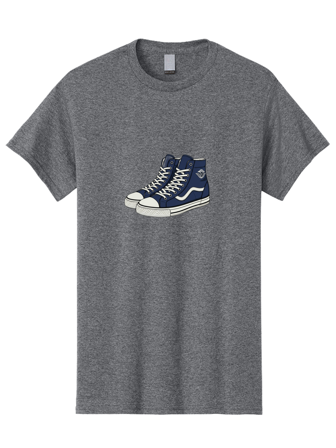 Navy-Blue-High-Top-Sneakers Men'S Graphic Tee, 100% Cotton, Comfortable Casual Summer Wear, Machine Washable, Navy Blue Sneakers, High-Top Shoes, White Laces, White Soles, Athletic Footwear, Casual Wear, Sports Shoes, Comfortable Shoes, Bab027 3