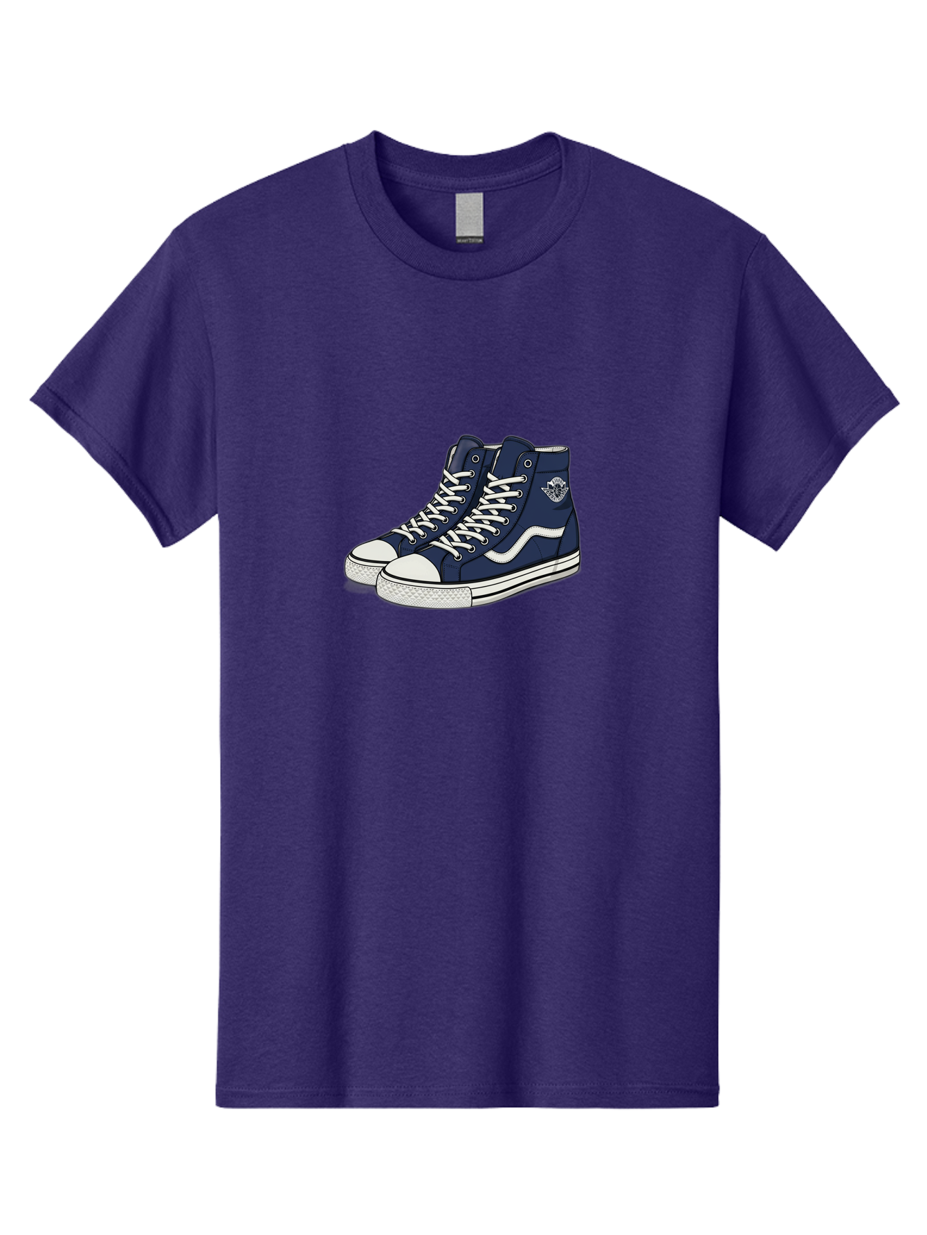 Navy-Blue-High-Top-Sneakers Men'S Graphic Tee, 100% Cotton, Comfortable Casual Summer Wear, Machine Washable, Navy Blue Sneakers, High-Top Shoes, White Laces, White Soles, Athletic Footwear, Casual Wear, Sports Shoes, Comfortable Shoes, Bab027 15